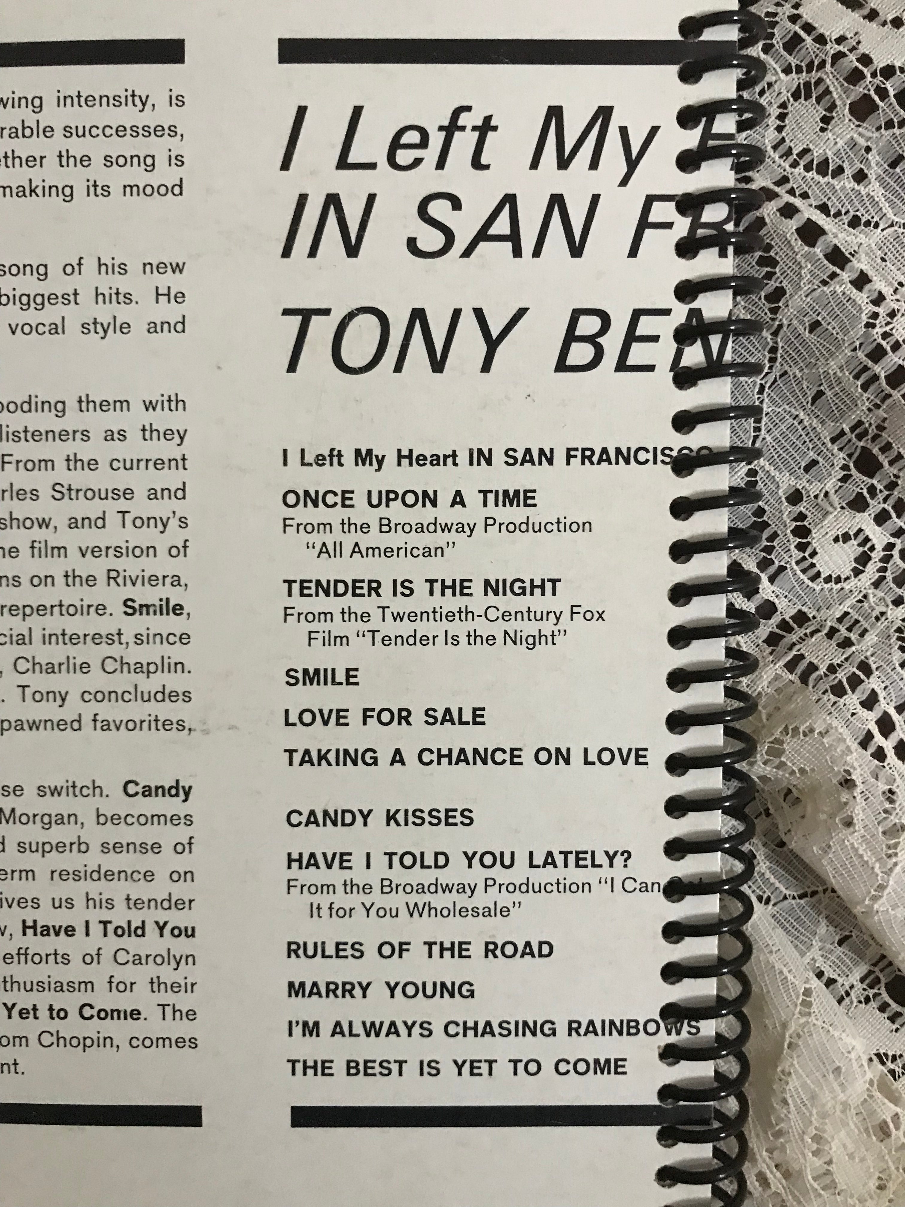 Tony Bennett I Left My Heart In San Francisco Album Cover Notebook