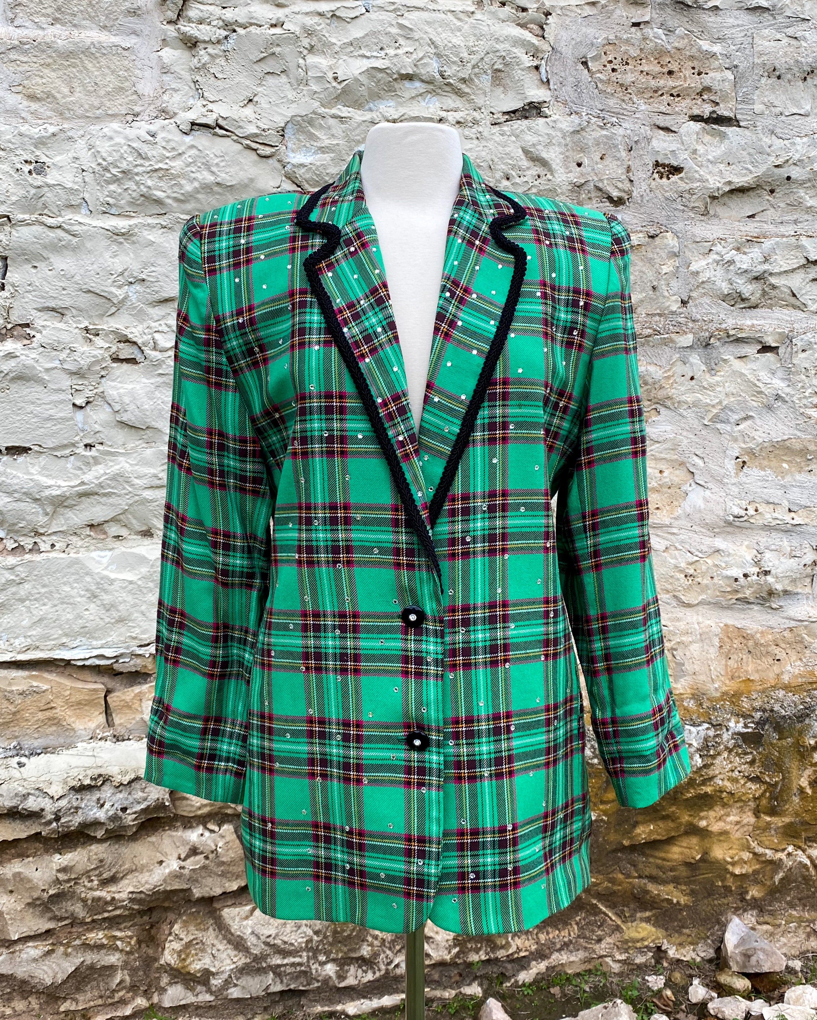 Green Plaid Jacket with Sparkles Large