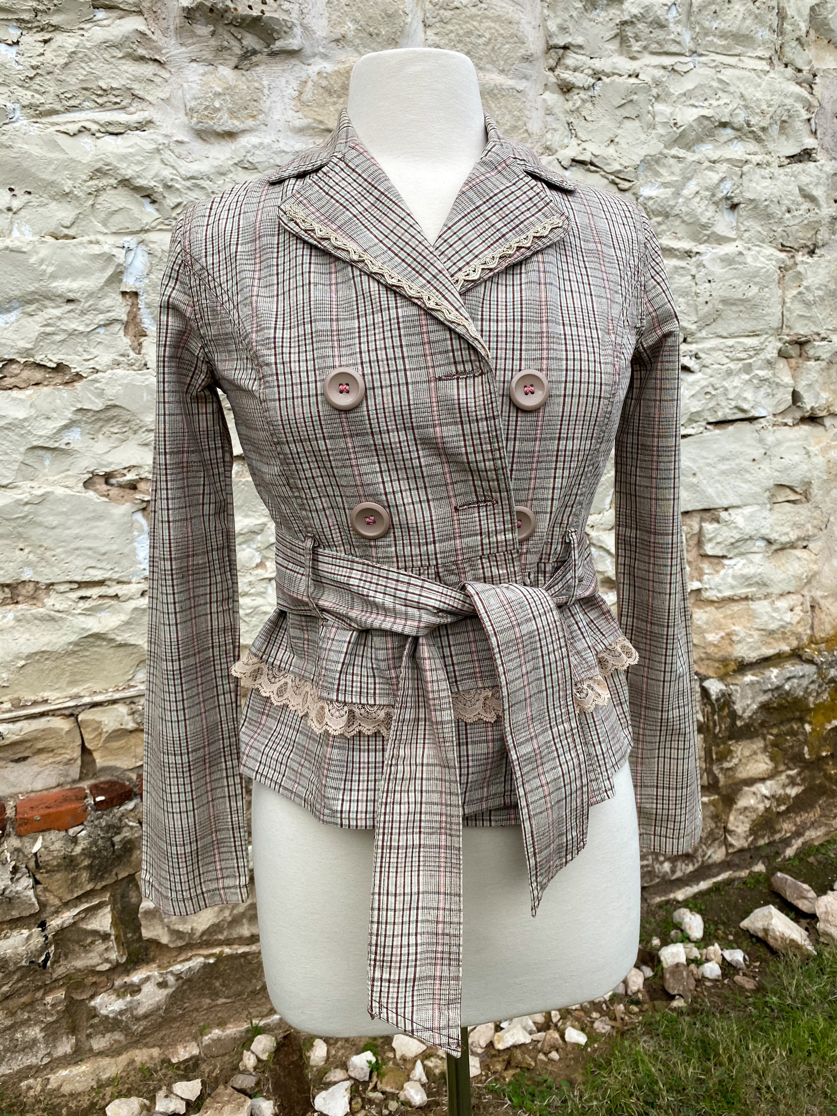 Light Brown Plaid Jacket - Small