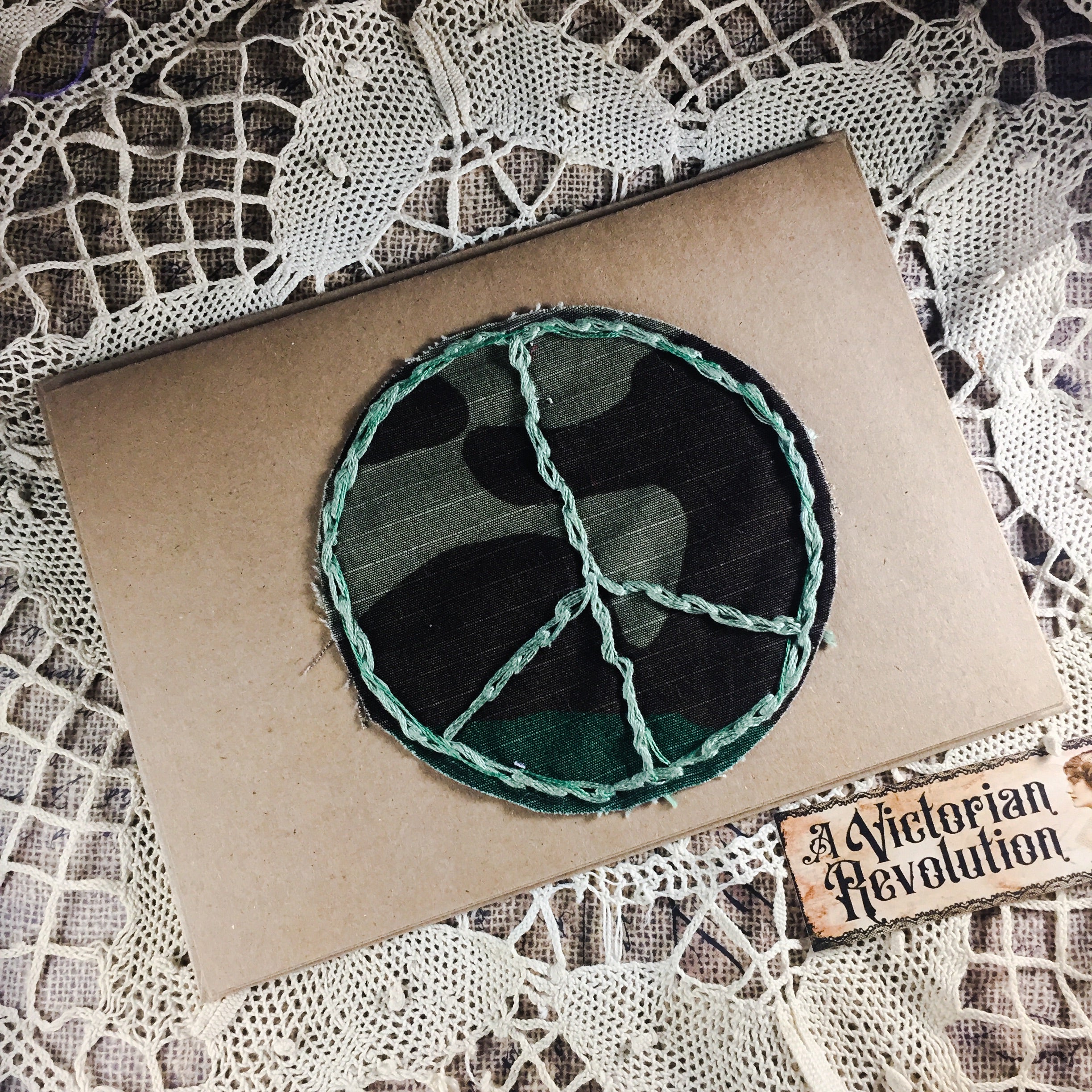 Hand Stitched Peace & Love Greeting Card