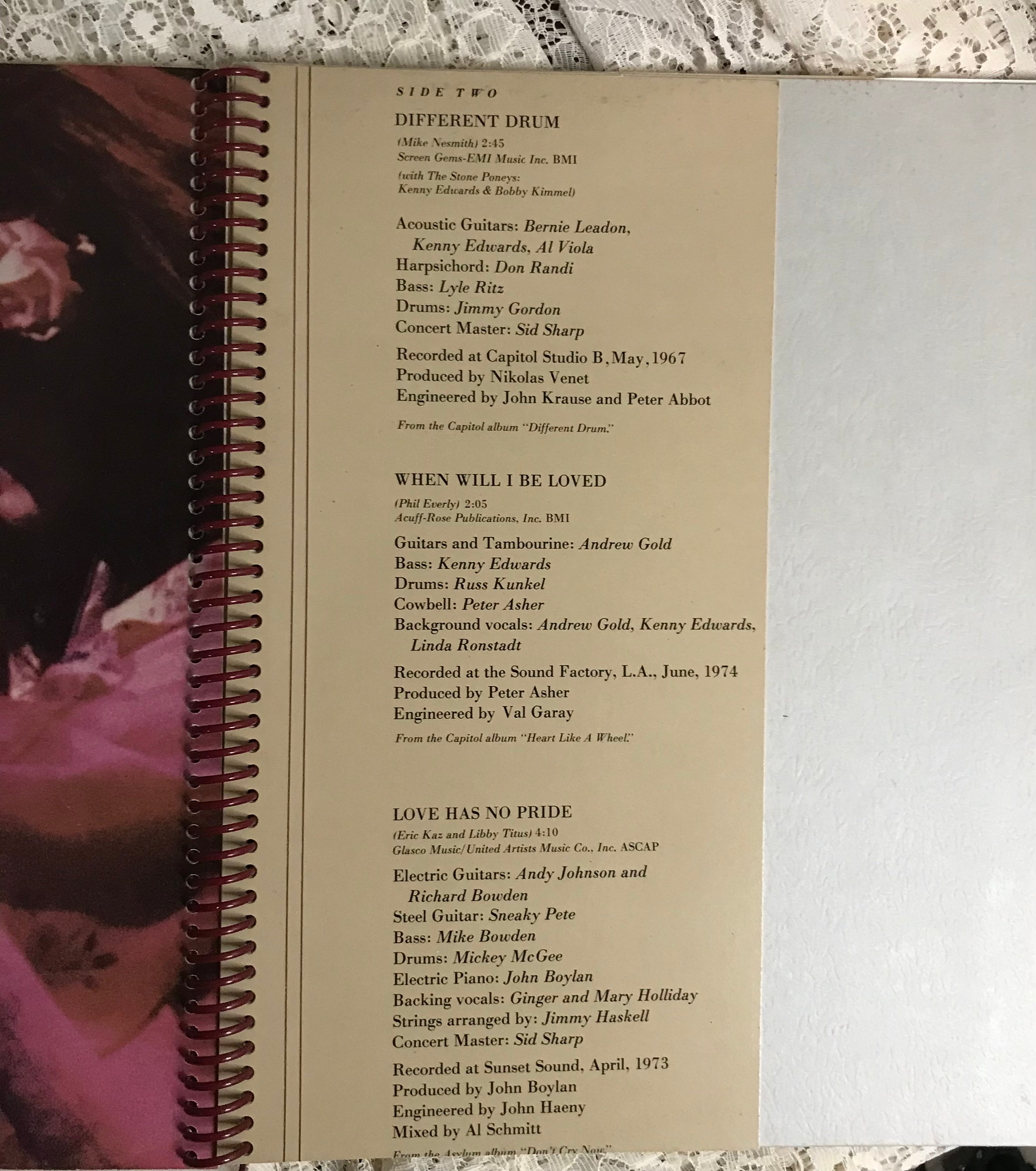 Linda Ronstadt's Greatest Hits  Album Cover Notebook