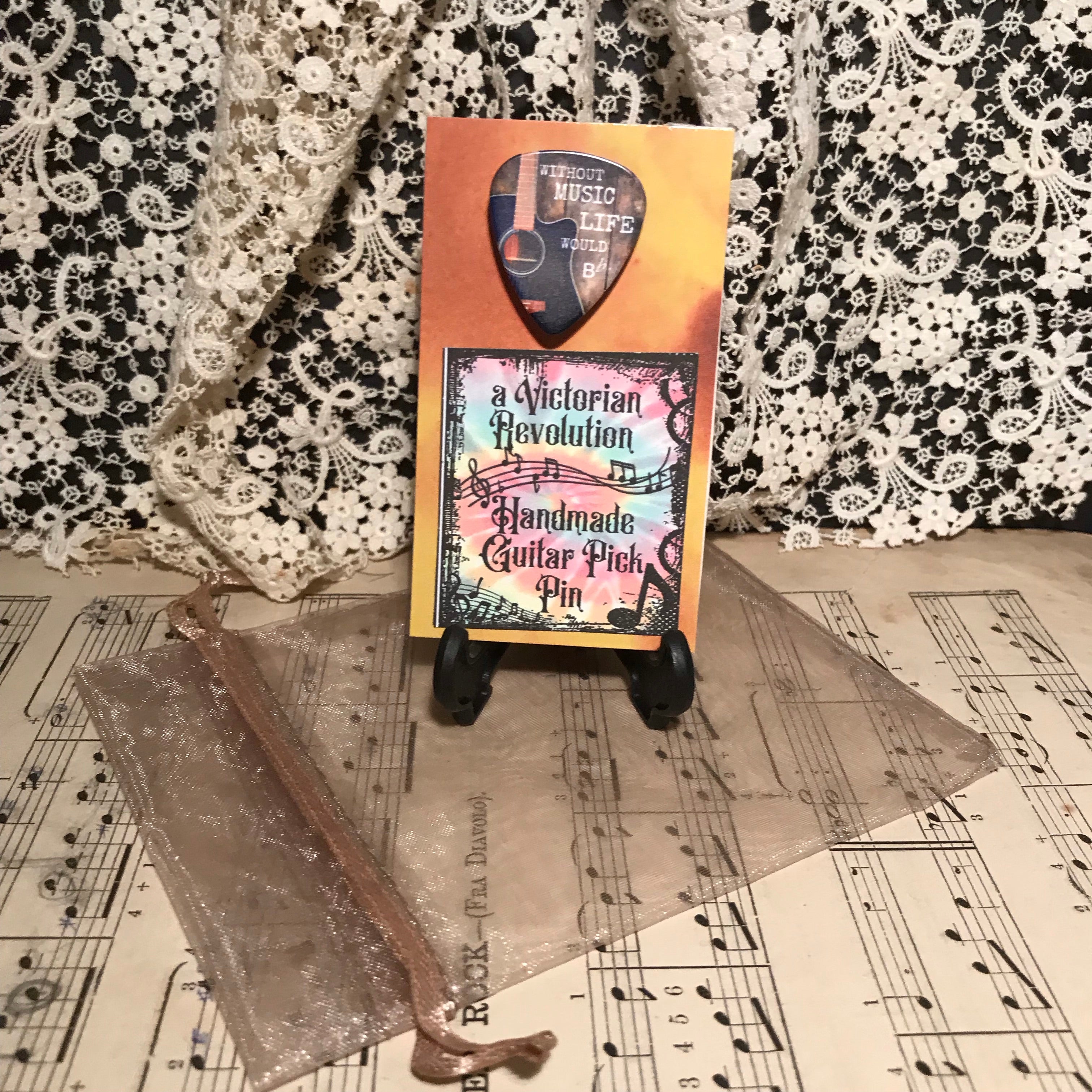 Guitar Pick Pin - Without Music Life Would Be Flat