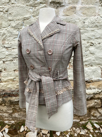 Light Brown Plaid Jacket - Small
