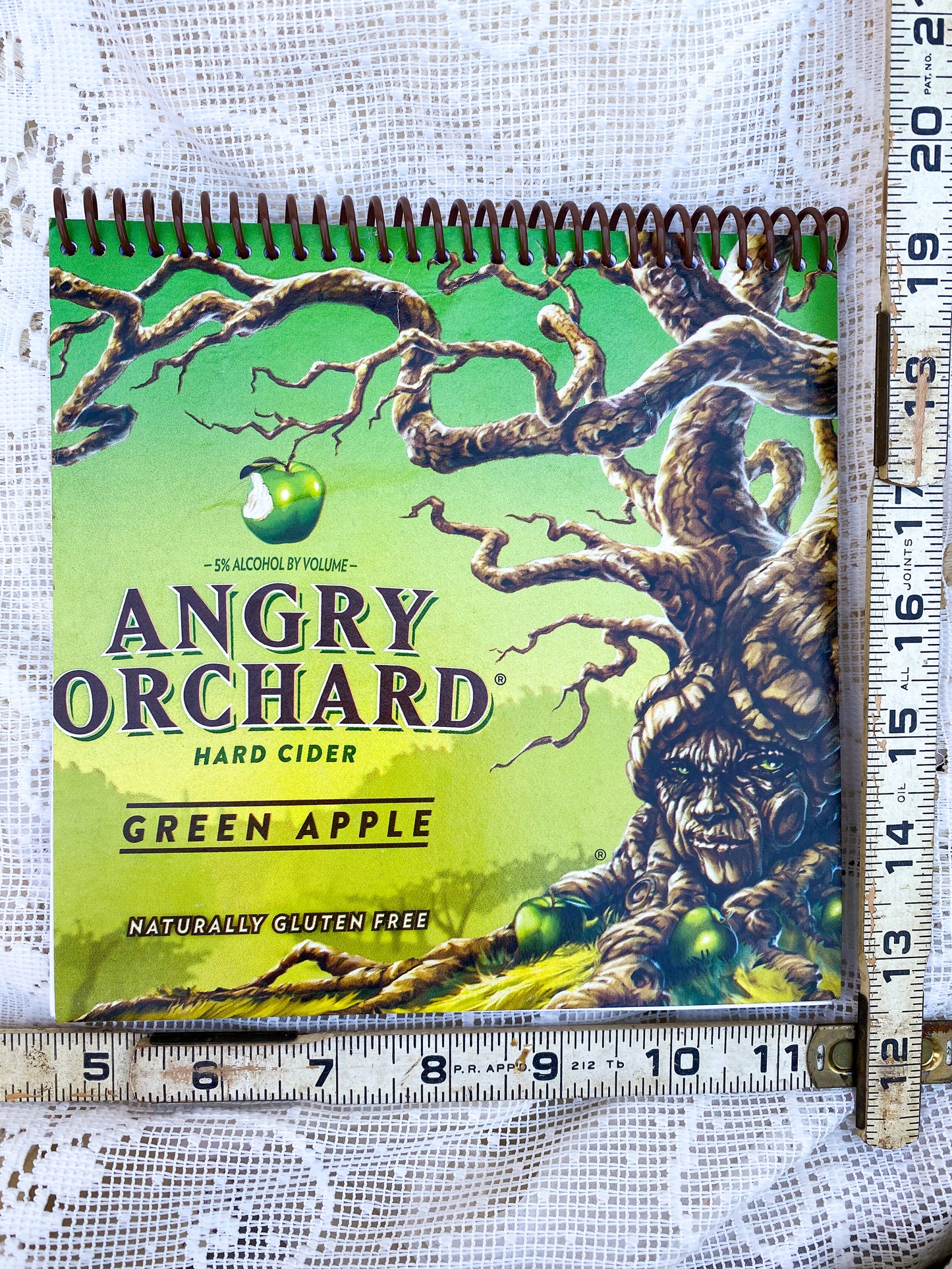 Angry Orchard Green Apple Recycled Beer Carton Notebook - Brown Spiral
