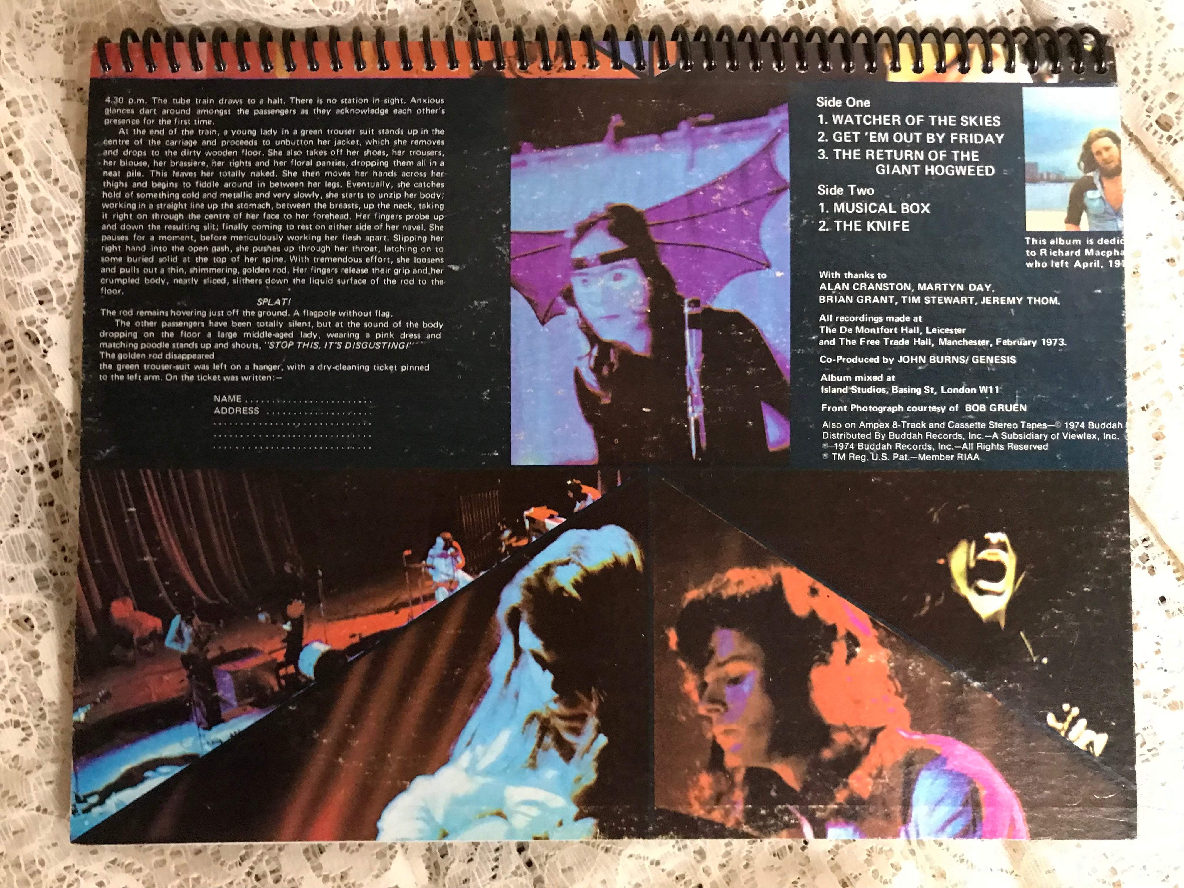 Genesis Live Album Cover Notebook