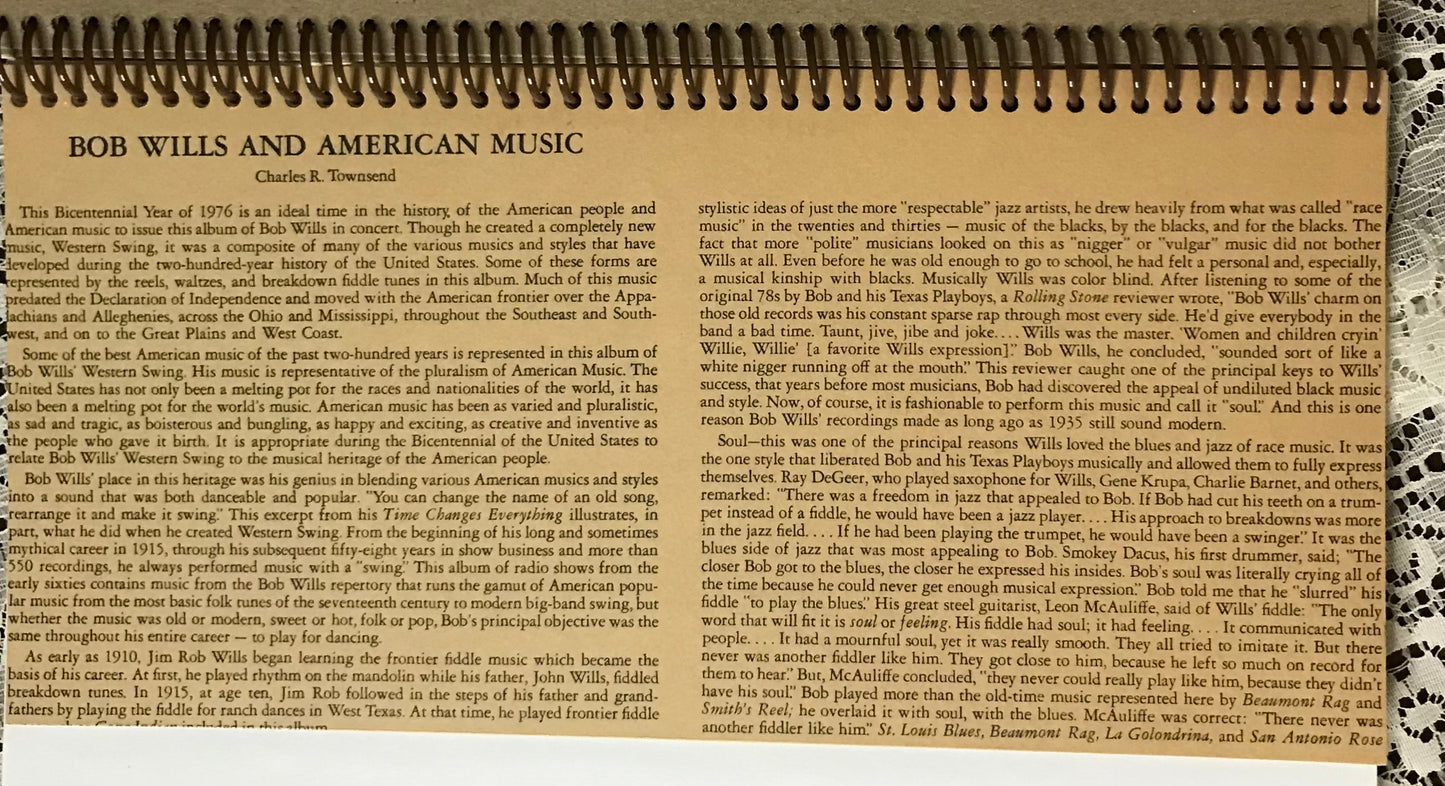 Bob Wills and the Texas Playboys Album Cover Notebook