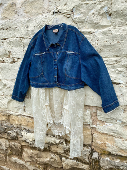 Denim Jacket with Lace Skirt Size 30 w