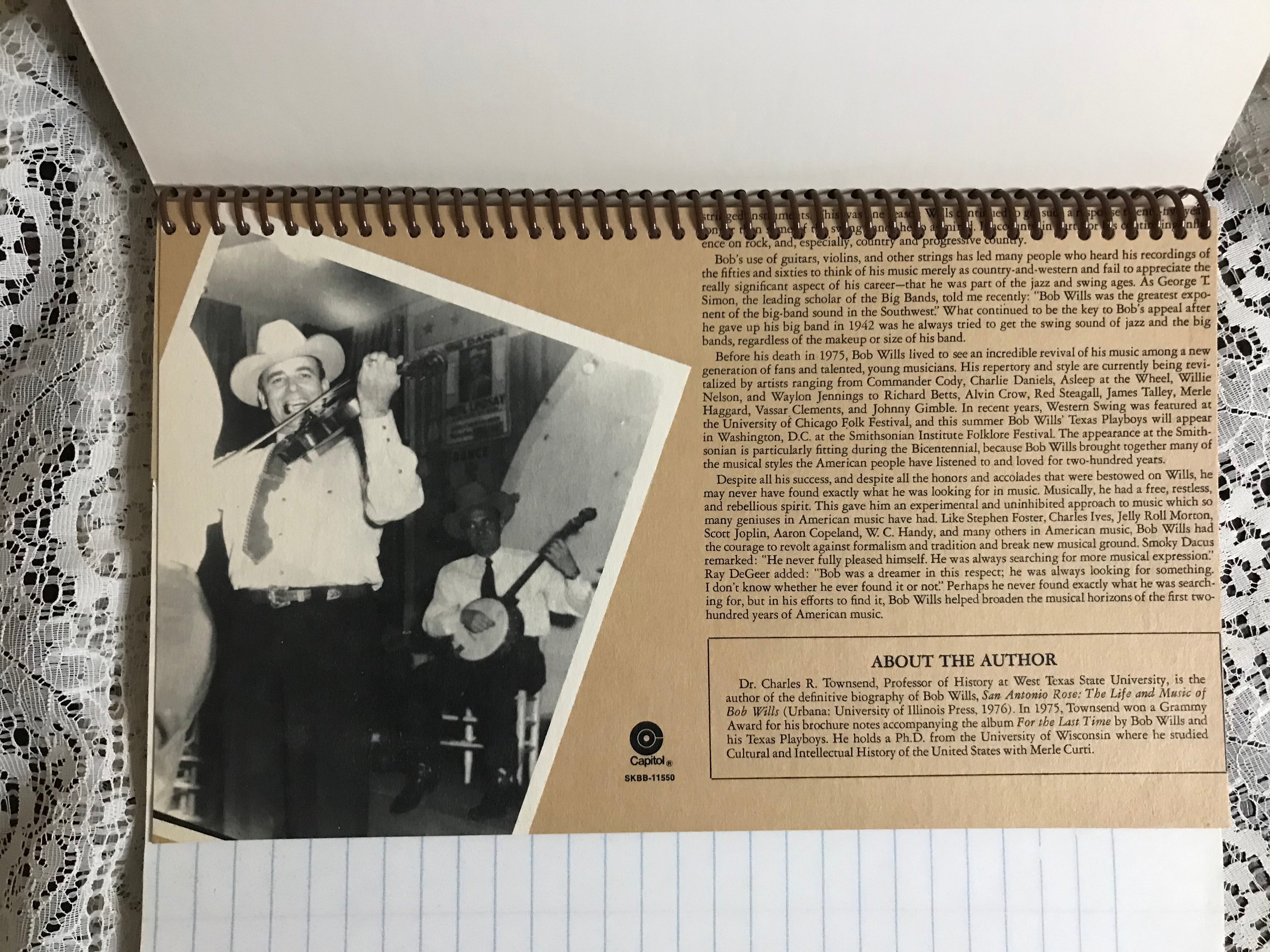 Bob Wills and the Texas Playboys Album Cover Notebook