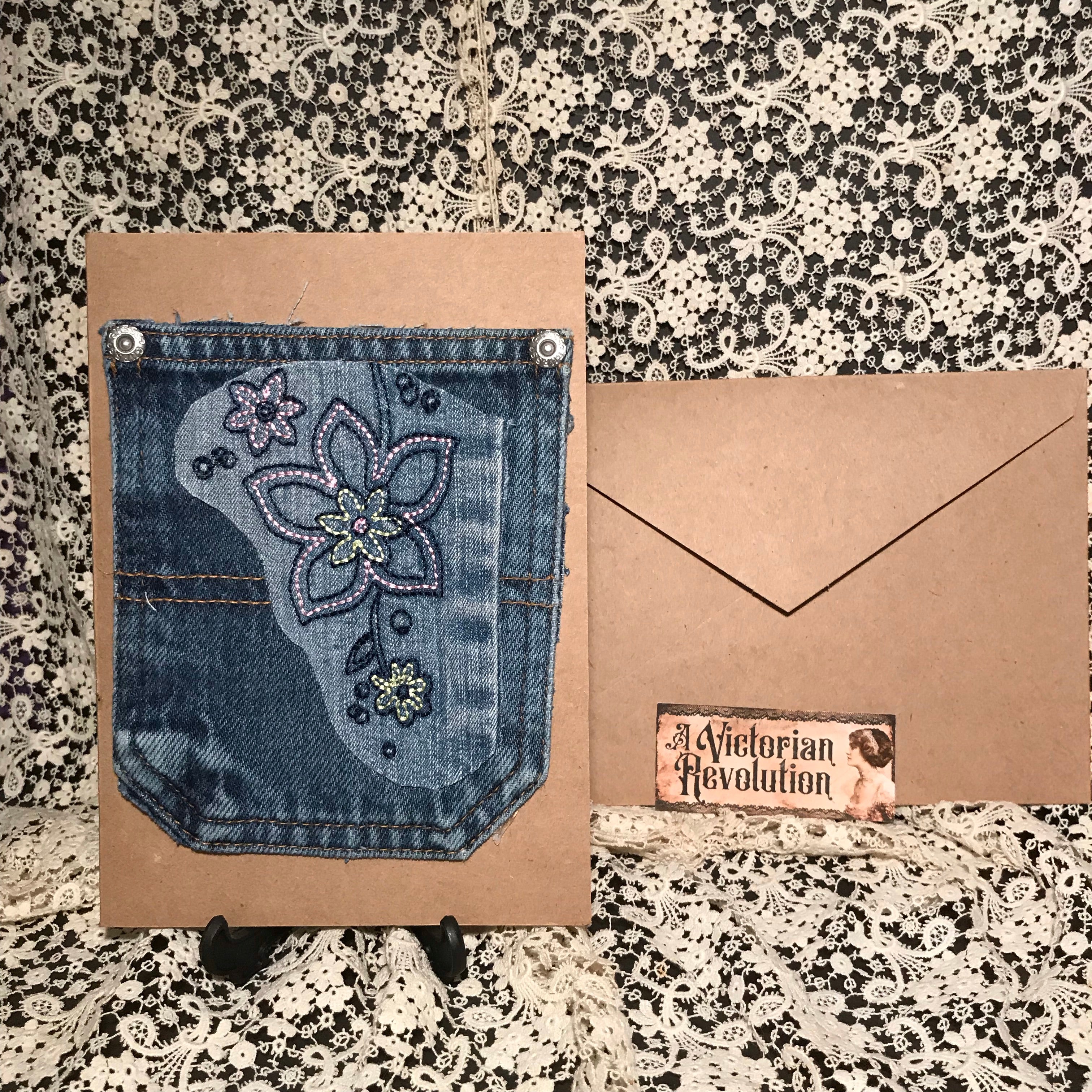 Greeting Card Denim Embroidery
