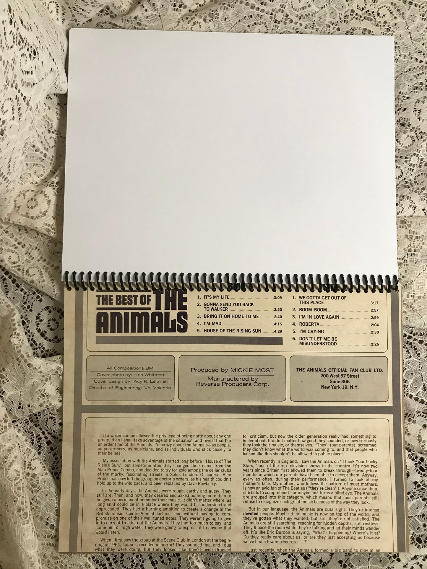 Animals, The Best Of…Album Cover Notebook