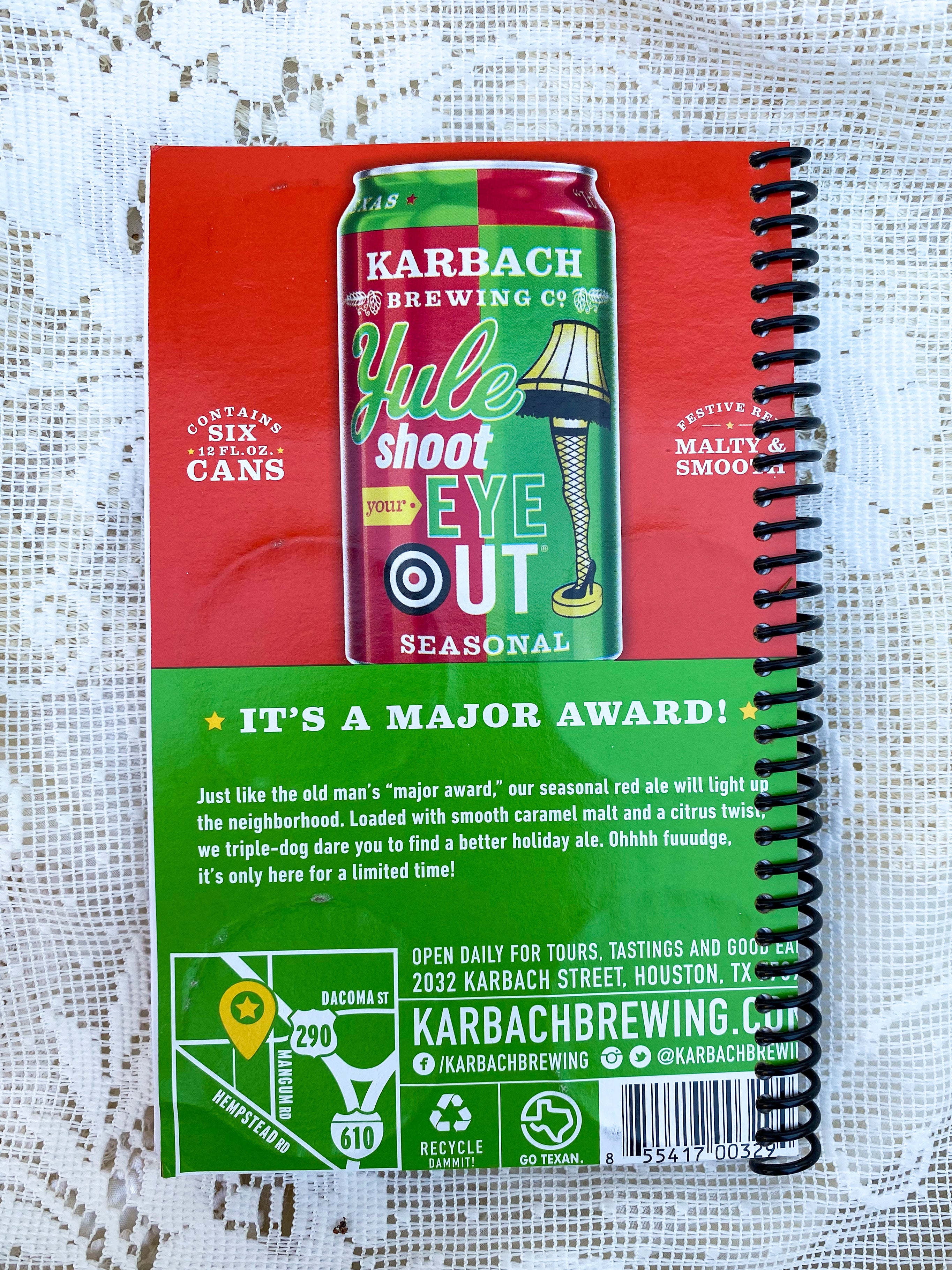 Karbach Yule Shoot Your Eye Out Recycled Beer Carton Notebook