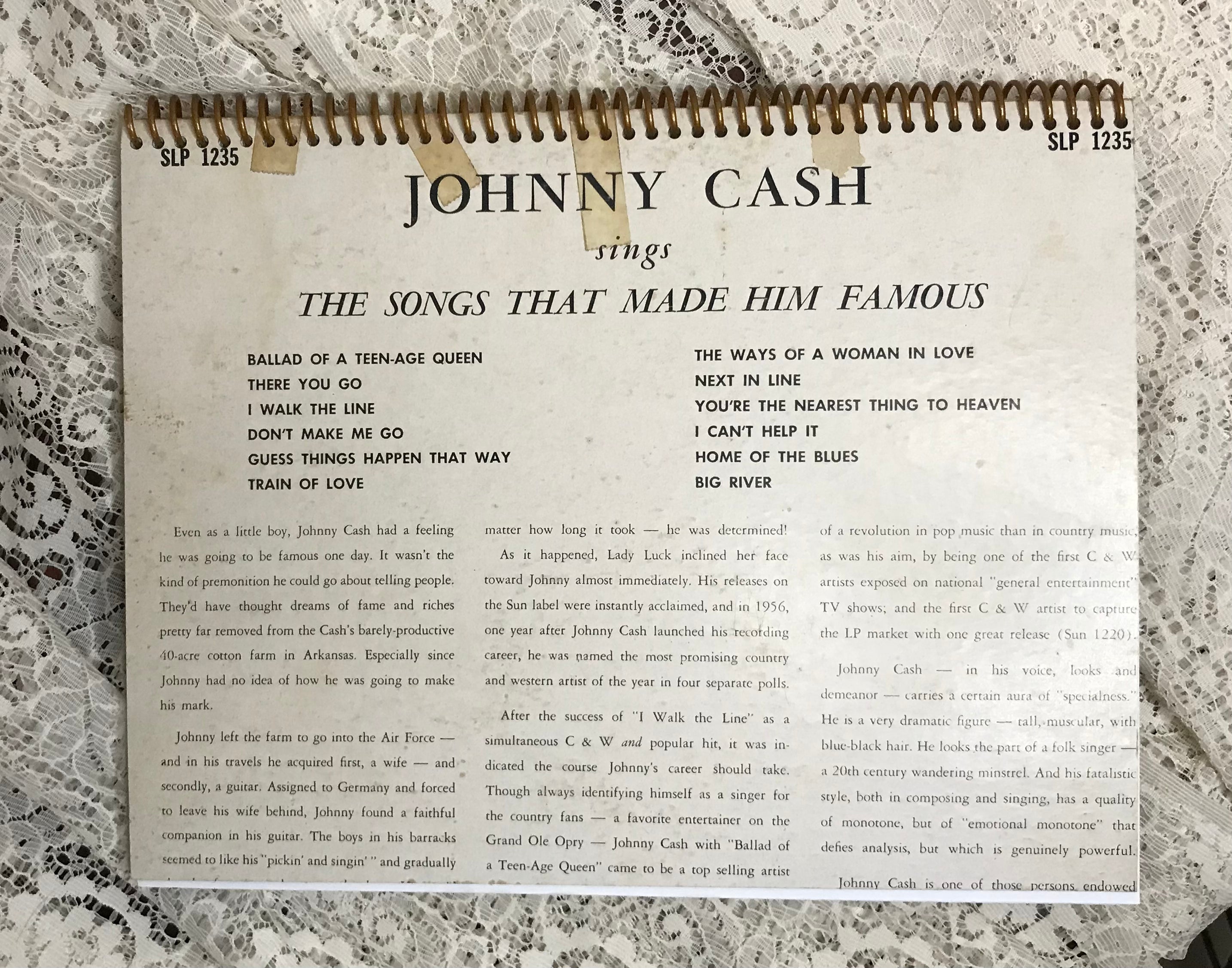 Johnny Cash The Songs That Made Him Famous Album Cover Notebook