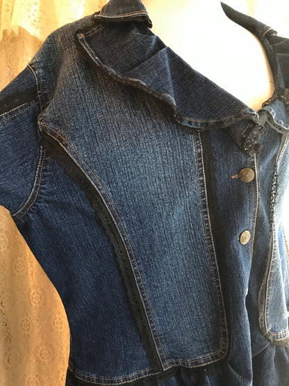 Ladies Denim and Lace Jacket For the Curvy Gal -3XL
