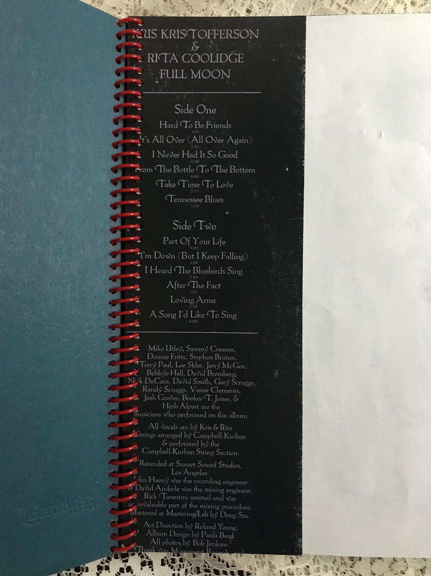 Kris & Rita Full Moon Album Cover Notebook