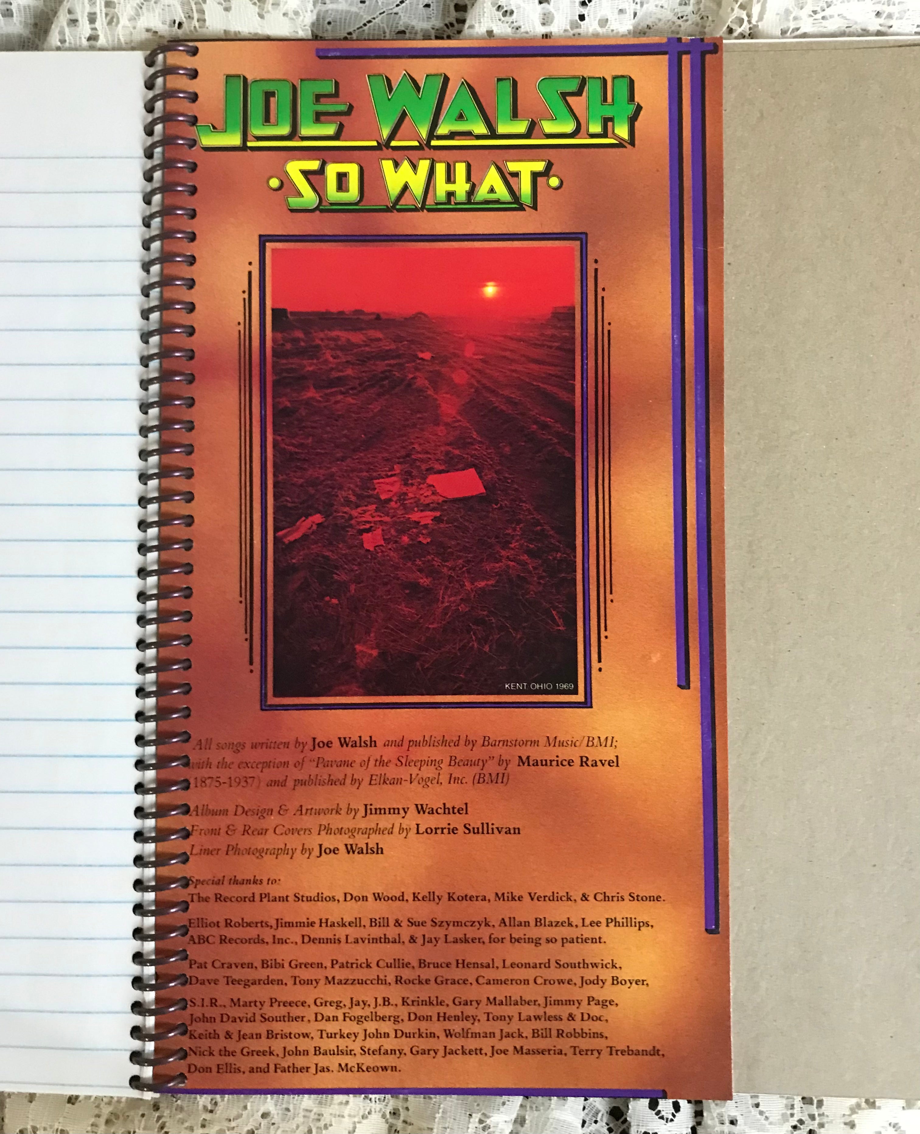 Joe Walsh Recycled Album Cover Notebook