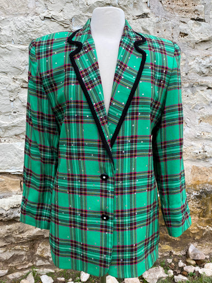 Green Plaid Jacket with Sparkles Large