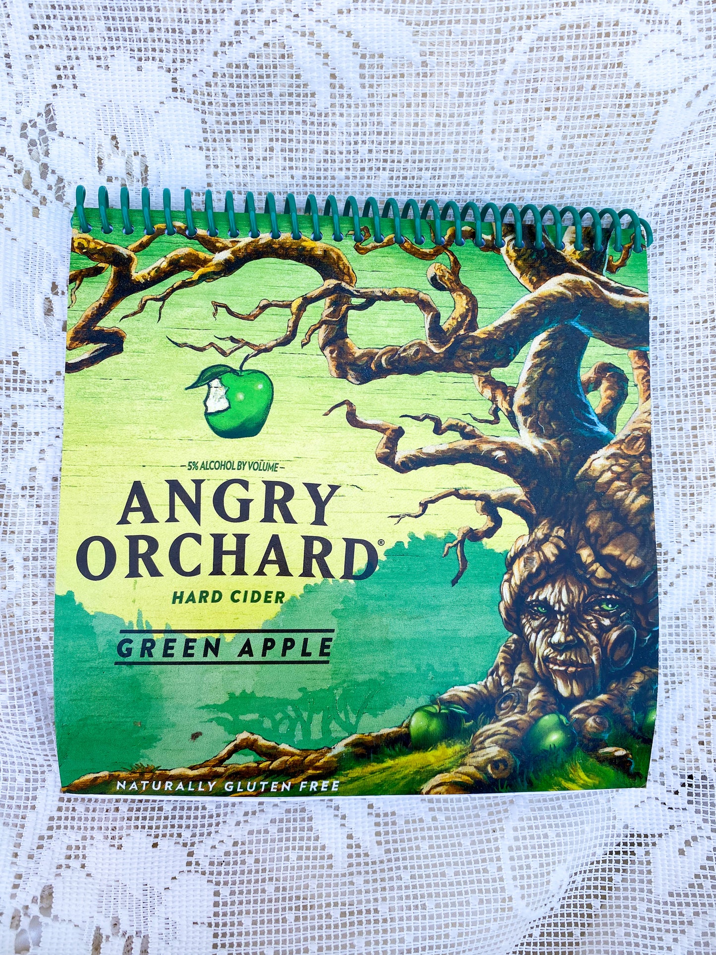 Angry Orchard Green Apple Recycled Beer Carton Notebook - Green Spiral