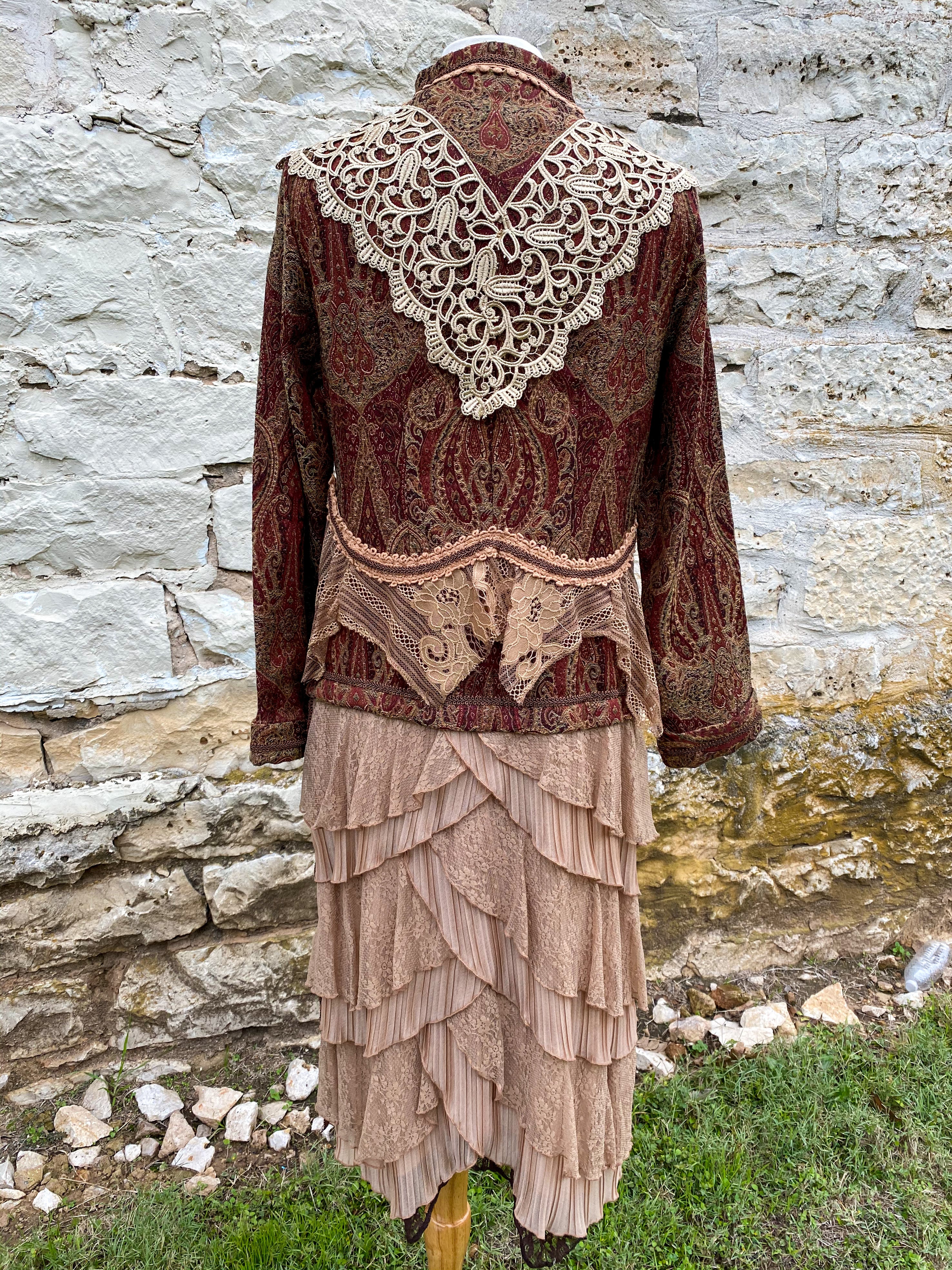 Elegant Paisley Upcycled Victorian Jacket -SMALL