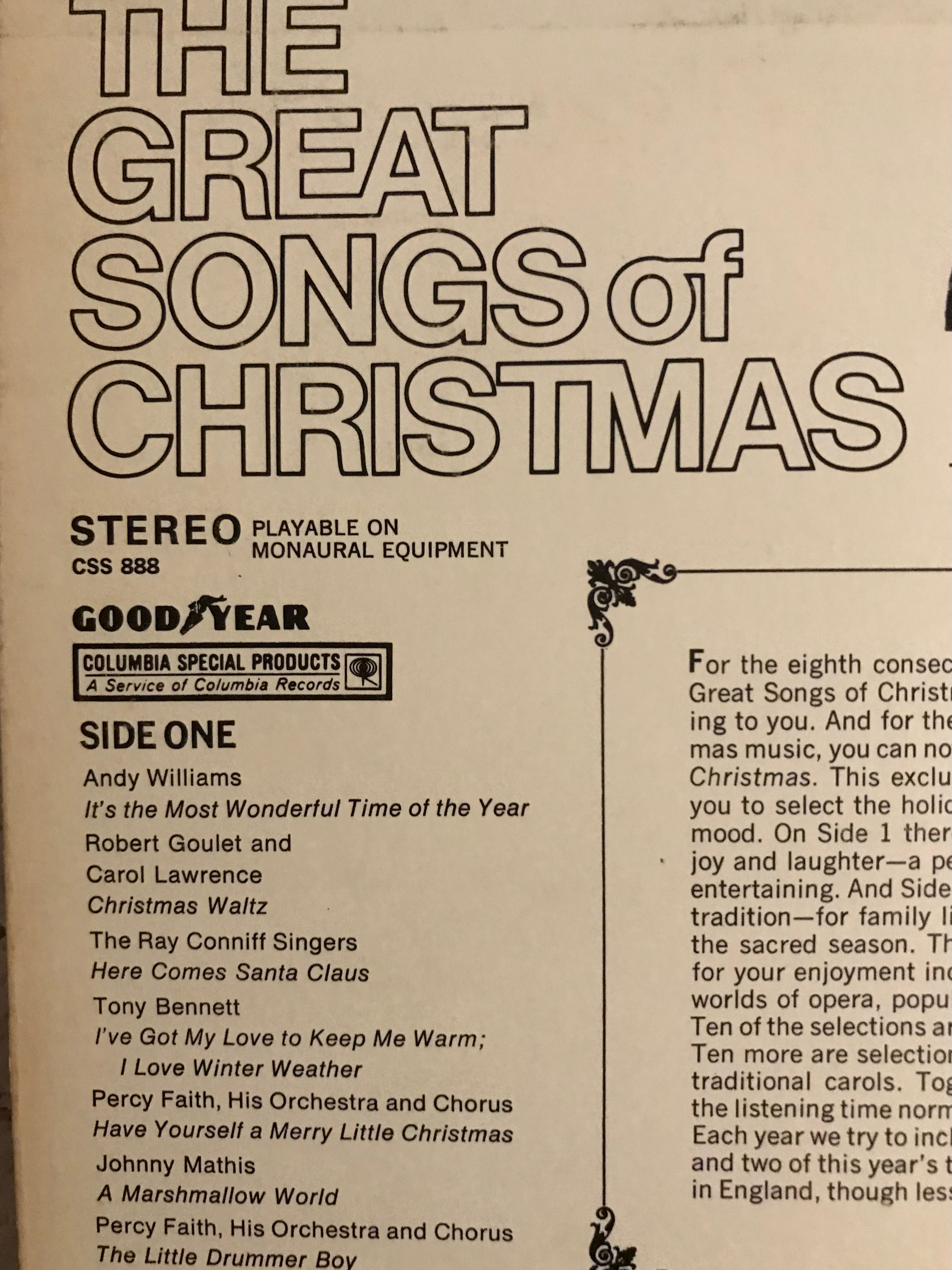 The Great Songs Of Christmas Album Cover Notebook