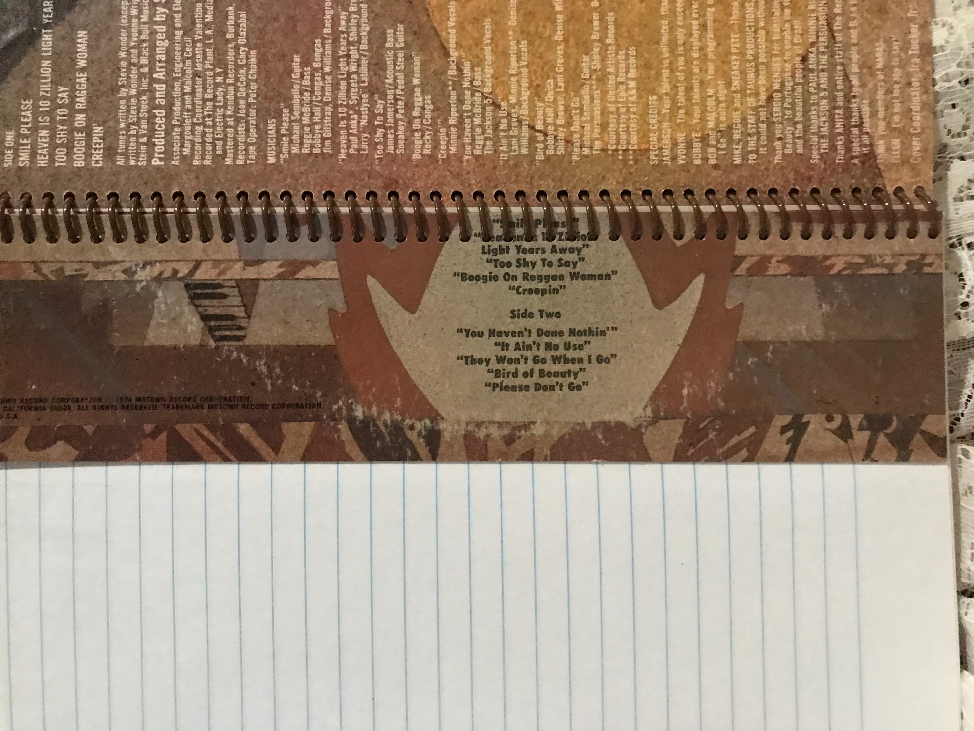 Stevie Wonder Fulfillingness' First Finale Album Cover Notebook