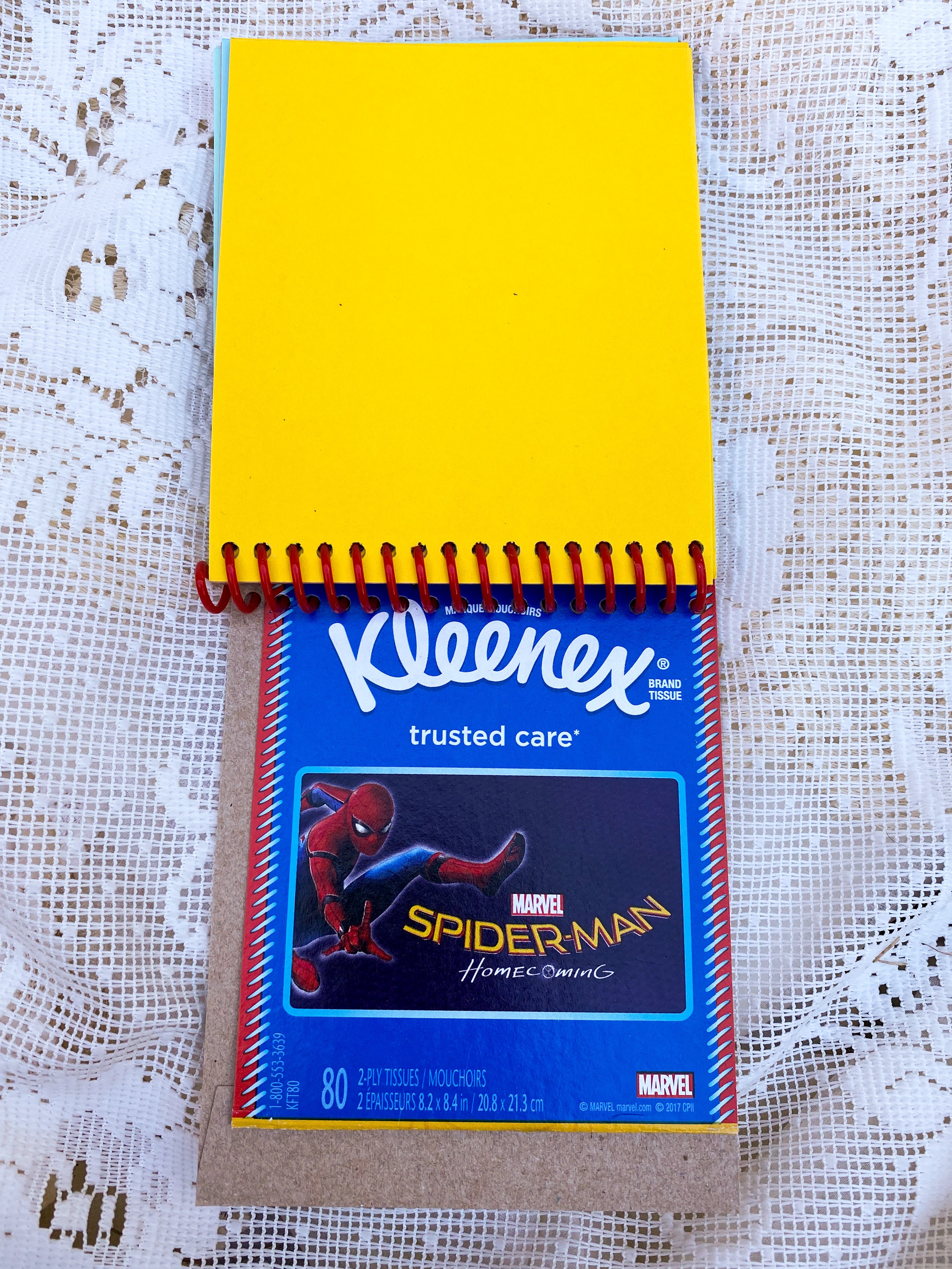 Spider Man - Marvel Comics Recycled Kleenex Box Notebook with Colorful Paper