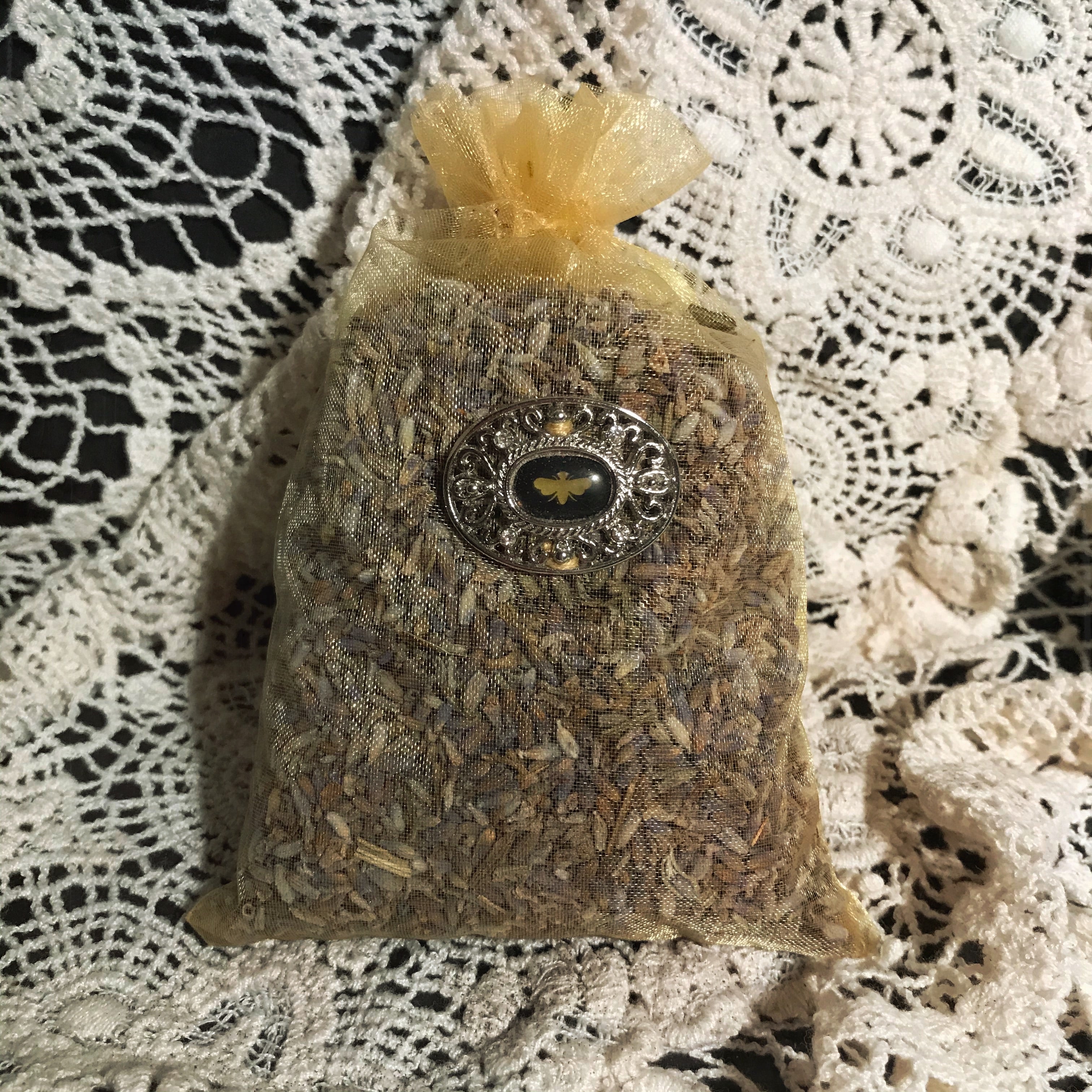 Organic Lavender & Gemstone Sachet with Tigers Eye