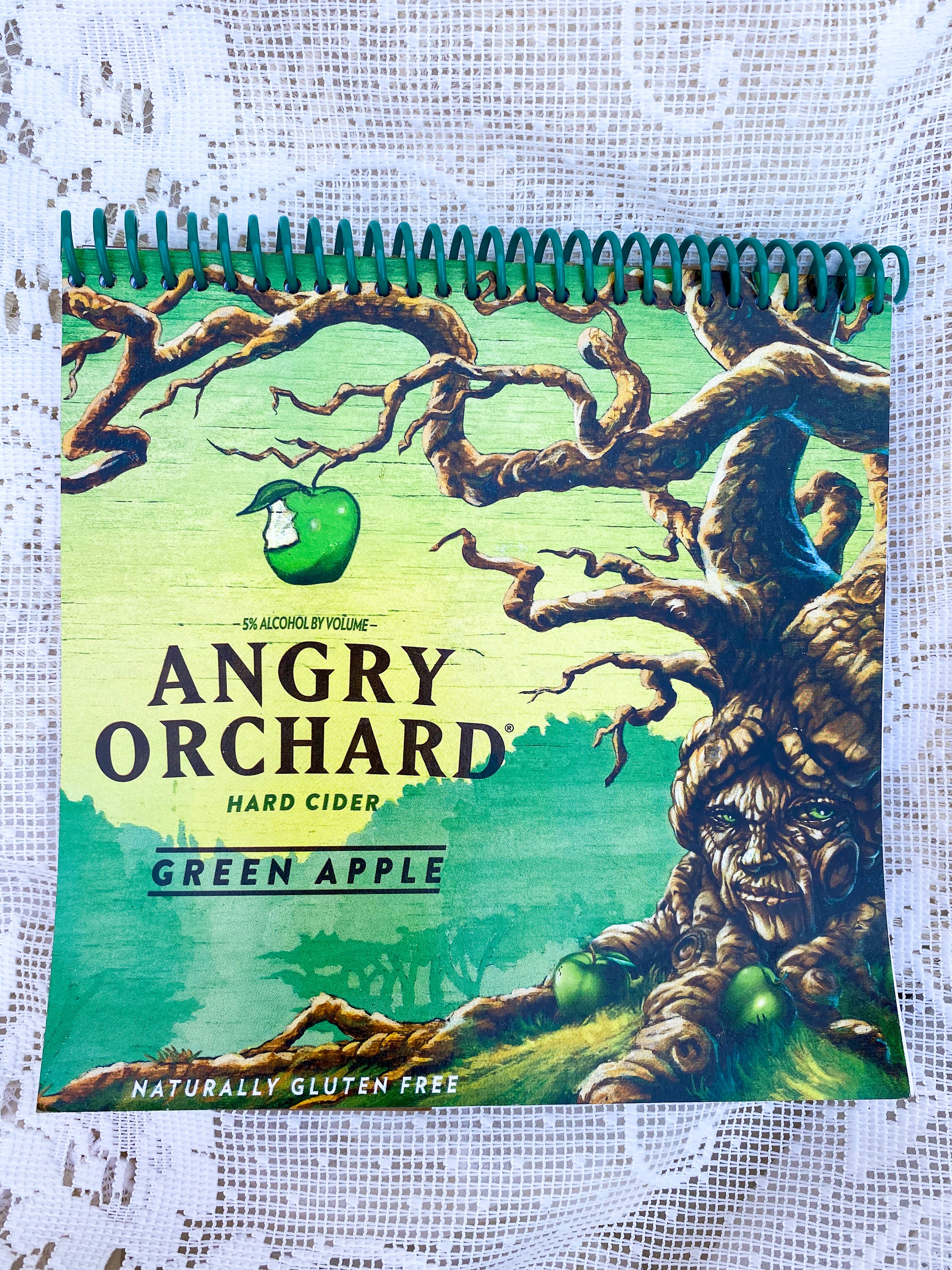 Angry Orchard Green Apple Recycled Beer Carton Notebook - Green Spiral