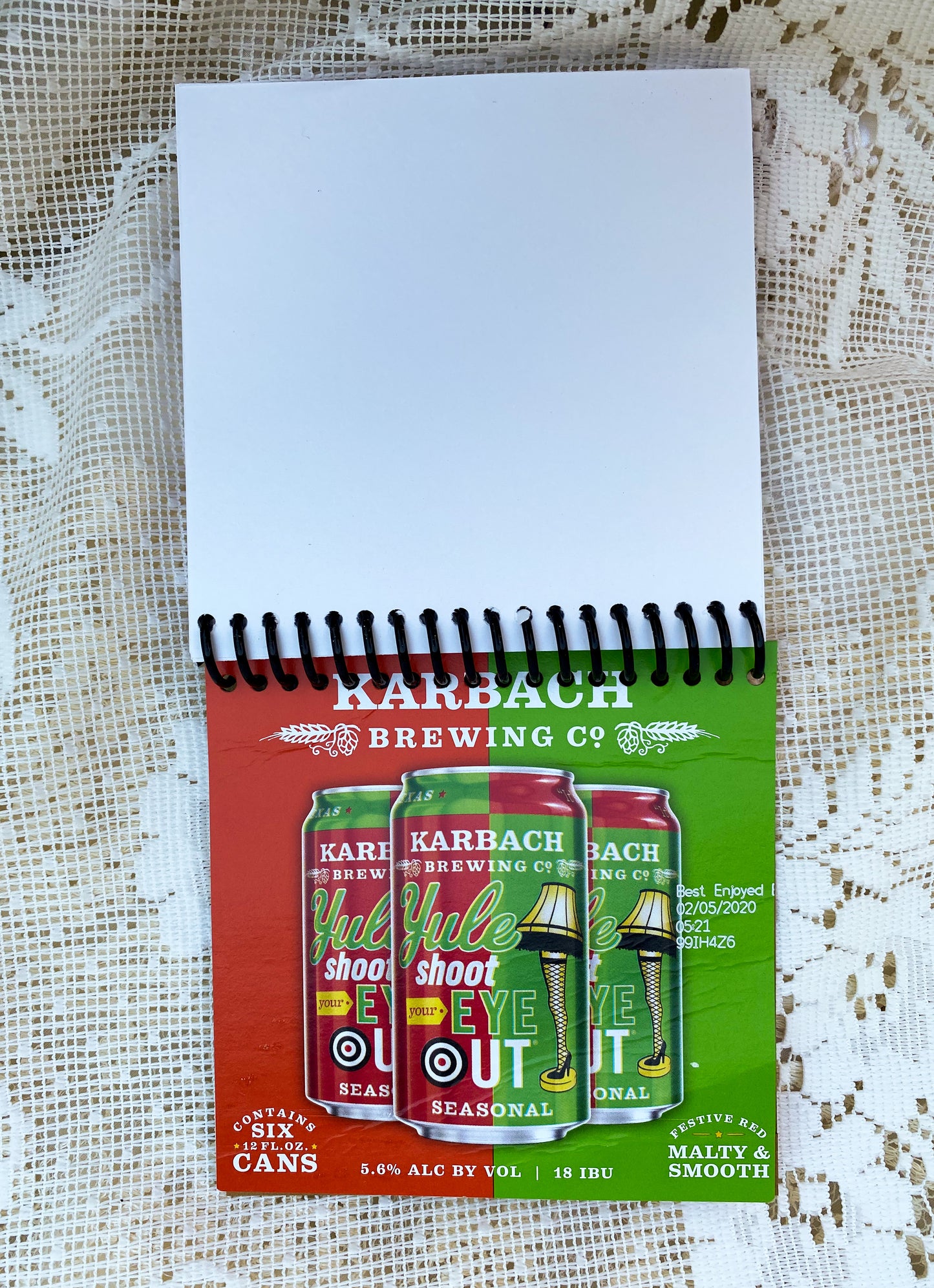 Karbach Yule Shoot Your Eye Out Recycled Beer Carton Notebook