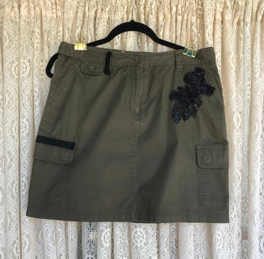 Ladies Cotton Skirt With Floral Sequins - SIZE 6