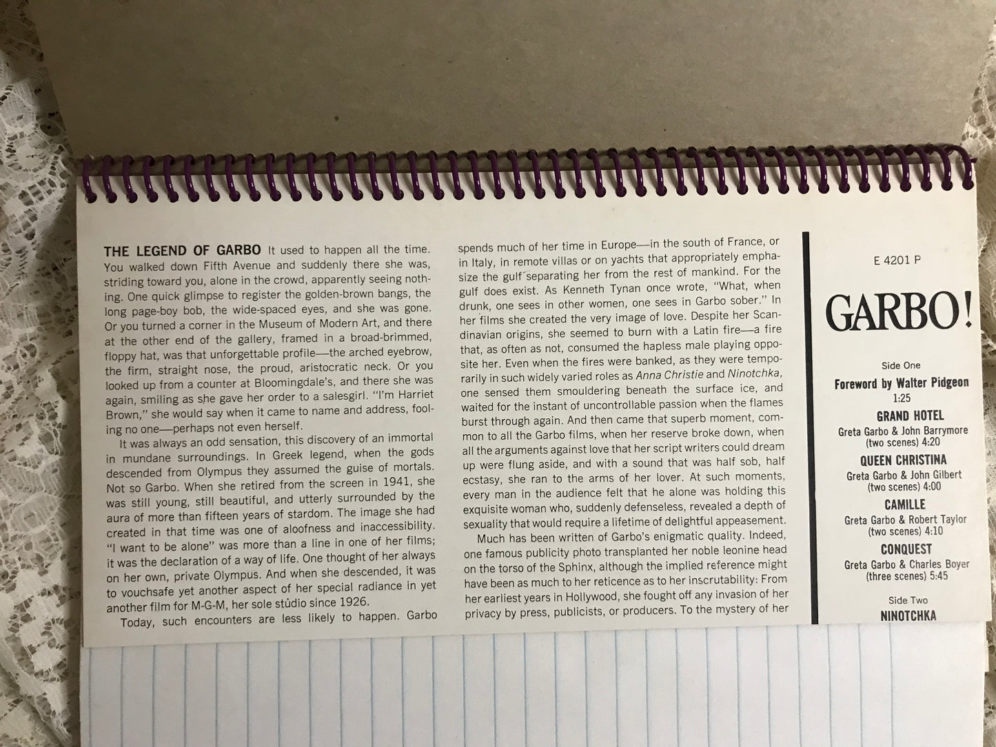 Garbo Album Cover Notebook