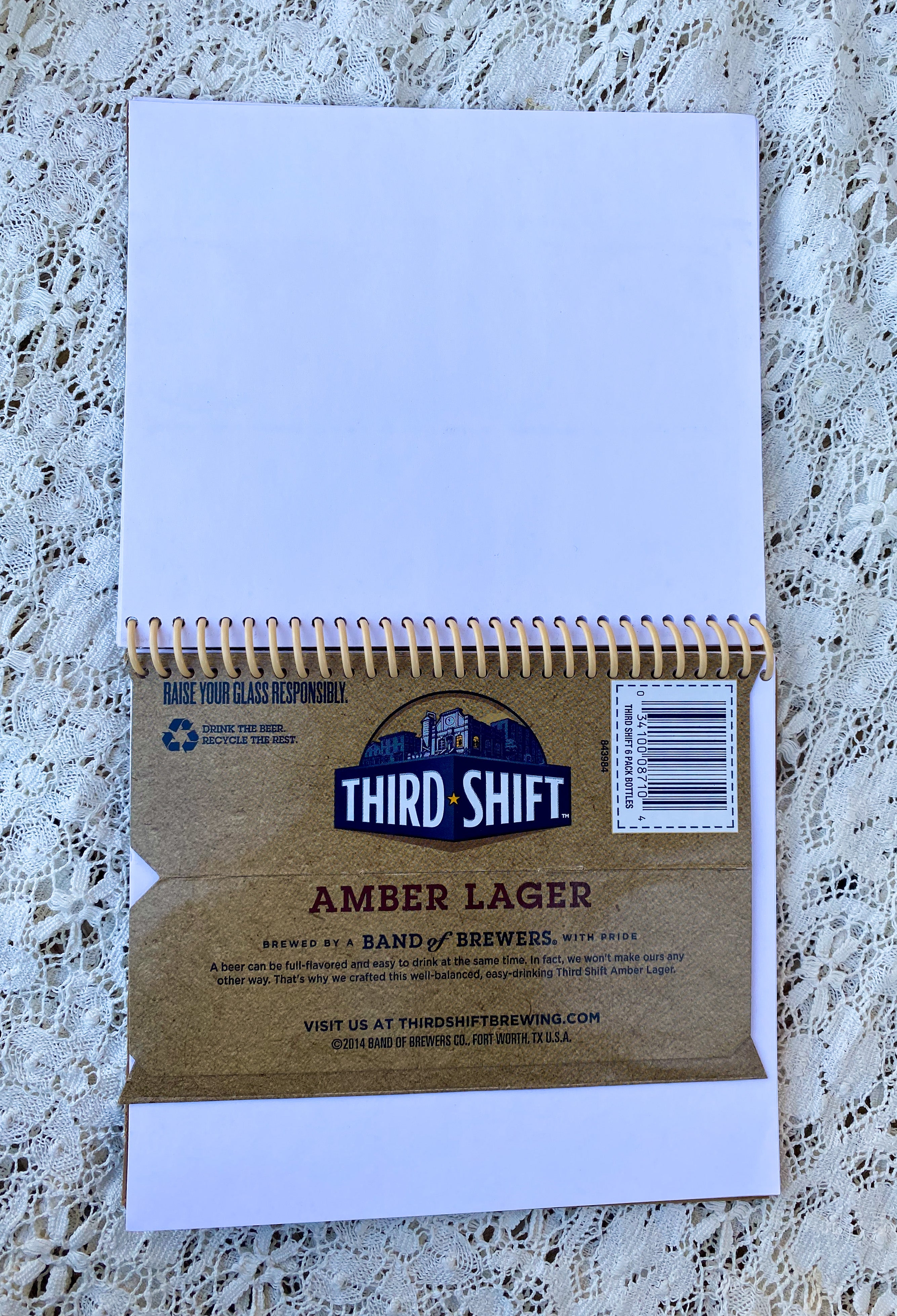 Third Shift Recycled Beer Carton Notebook