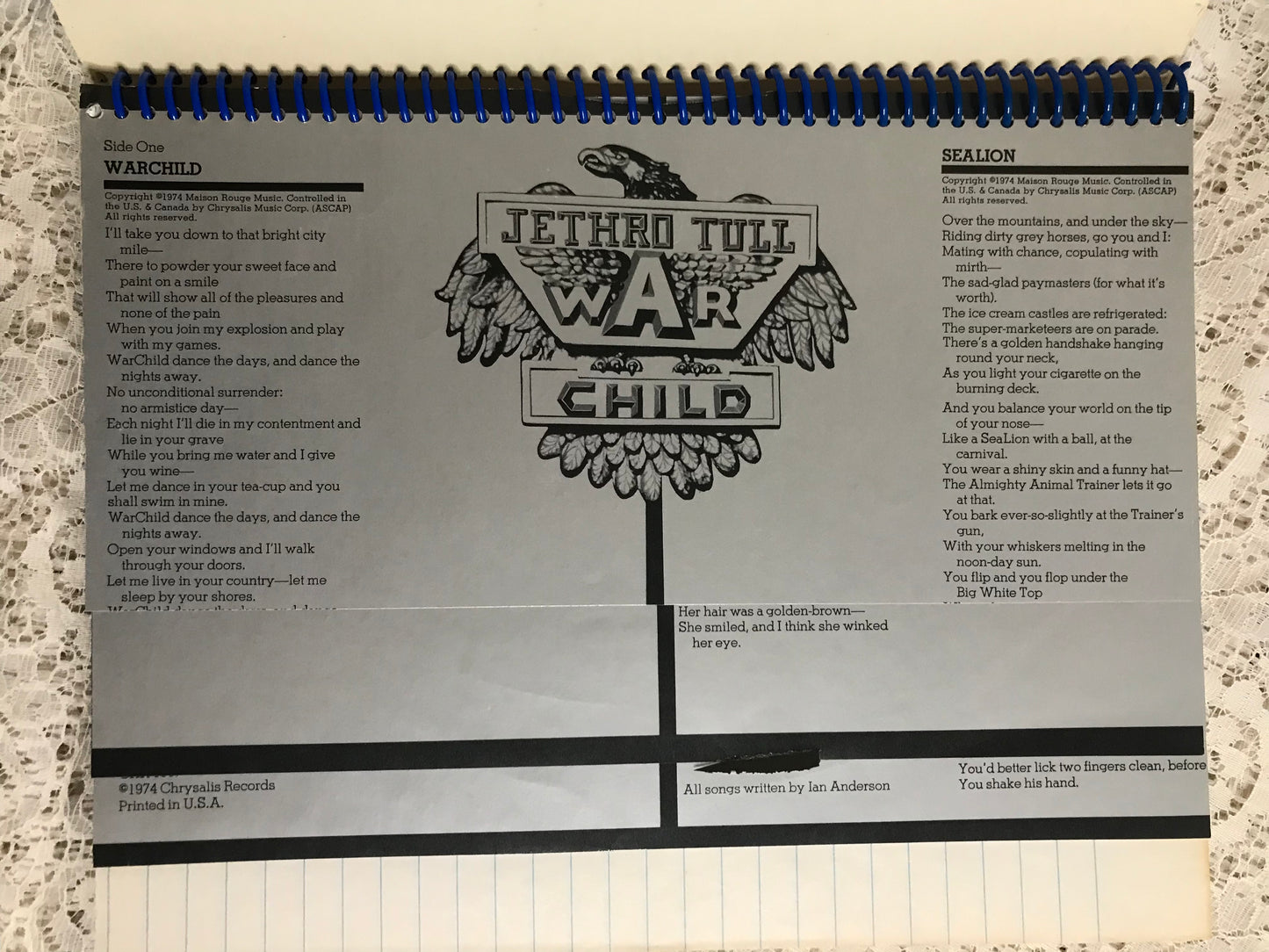 Jethro Tull War Child Album Cover Notebook