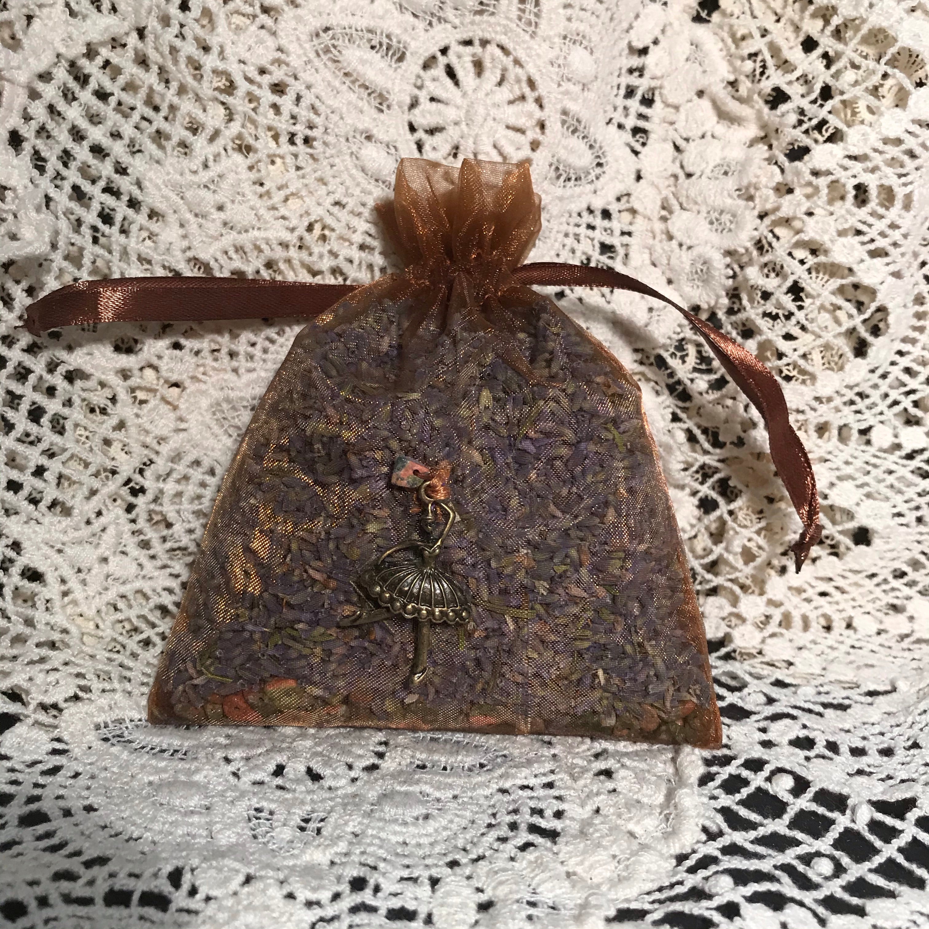 Organic Lavender & Gemstone Sachet with Unakite Jasper