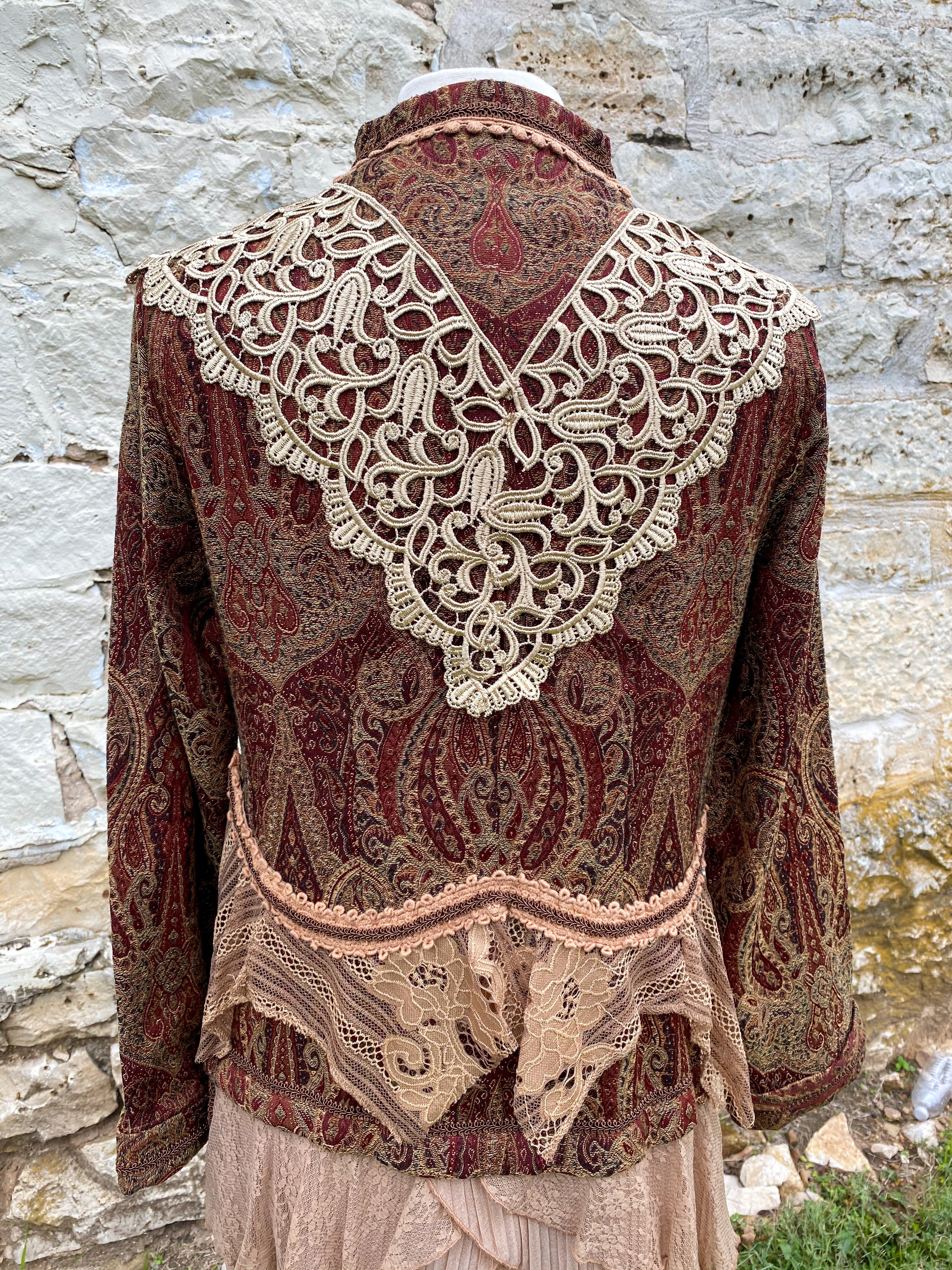 Elegant Paisley Upcycled Victorian Jacket -SMALL