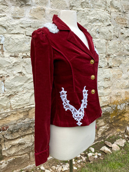 Burgundy Jacket with Fuzzy Yoke - Small