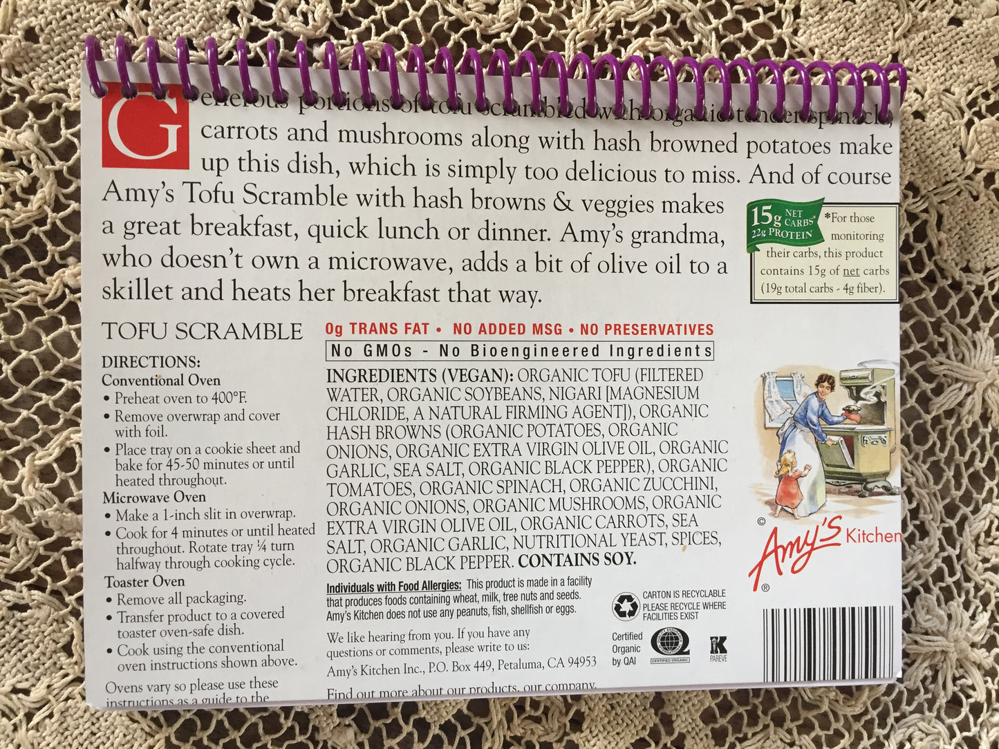 Amy's Tofu Scramble Recycled Notebook