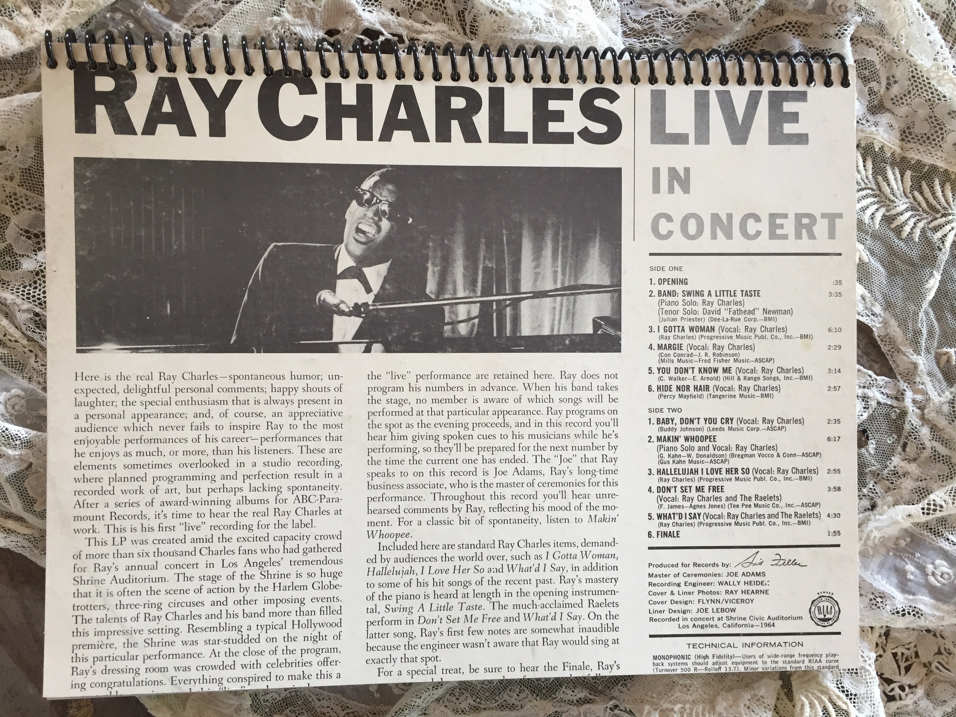 Ray Charles Live Recycled Album Cover Notebook