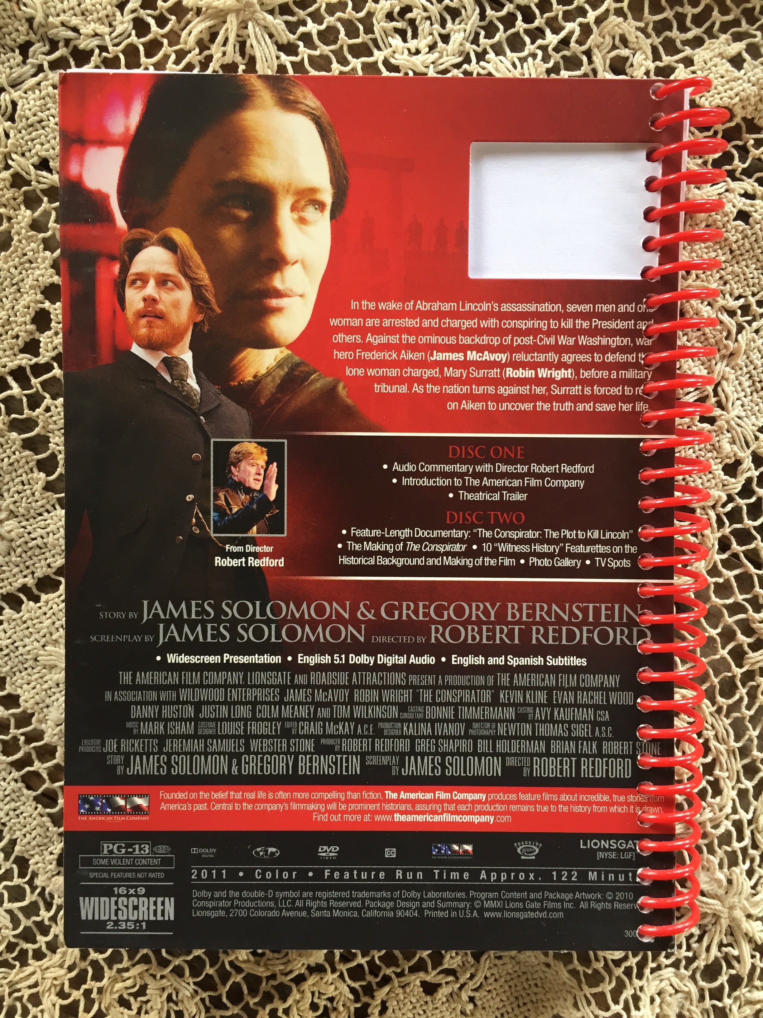 The Conspirator Recycled Movie Cover Notebook
