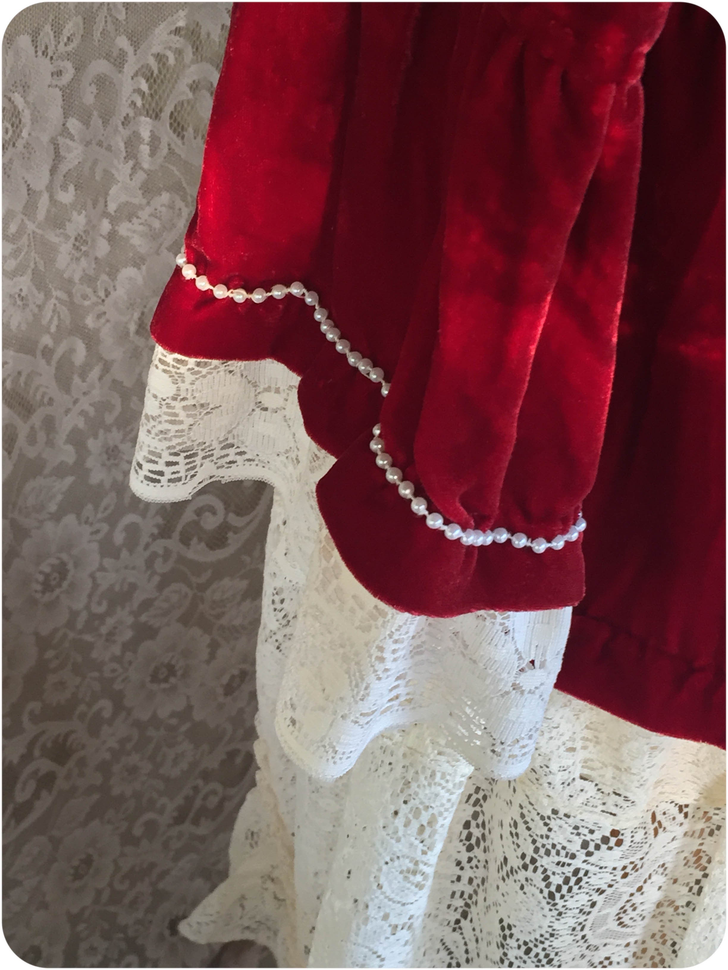 The Red Queen - Crushed Velvet Upcycled Victorian Jacket - Medium