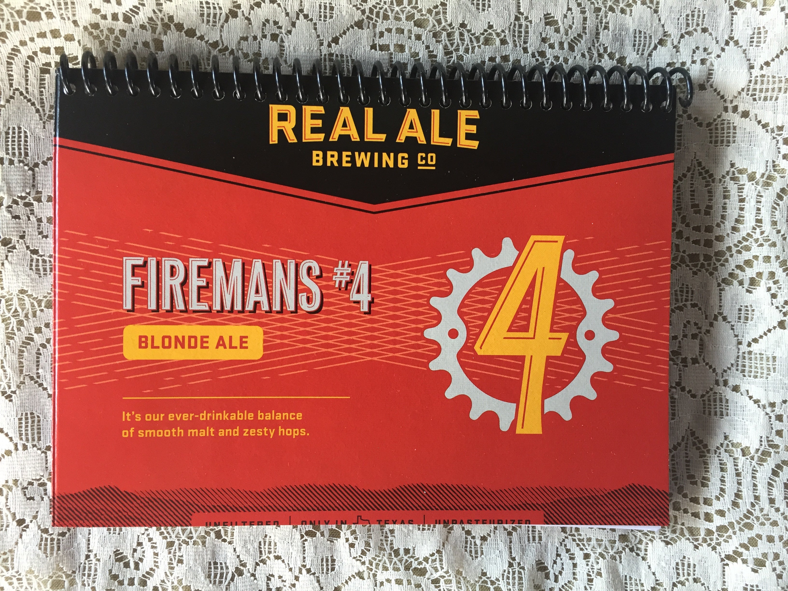 Real Ale Brewing Company Firemans #4 Recycled Beer Carton Notebook