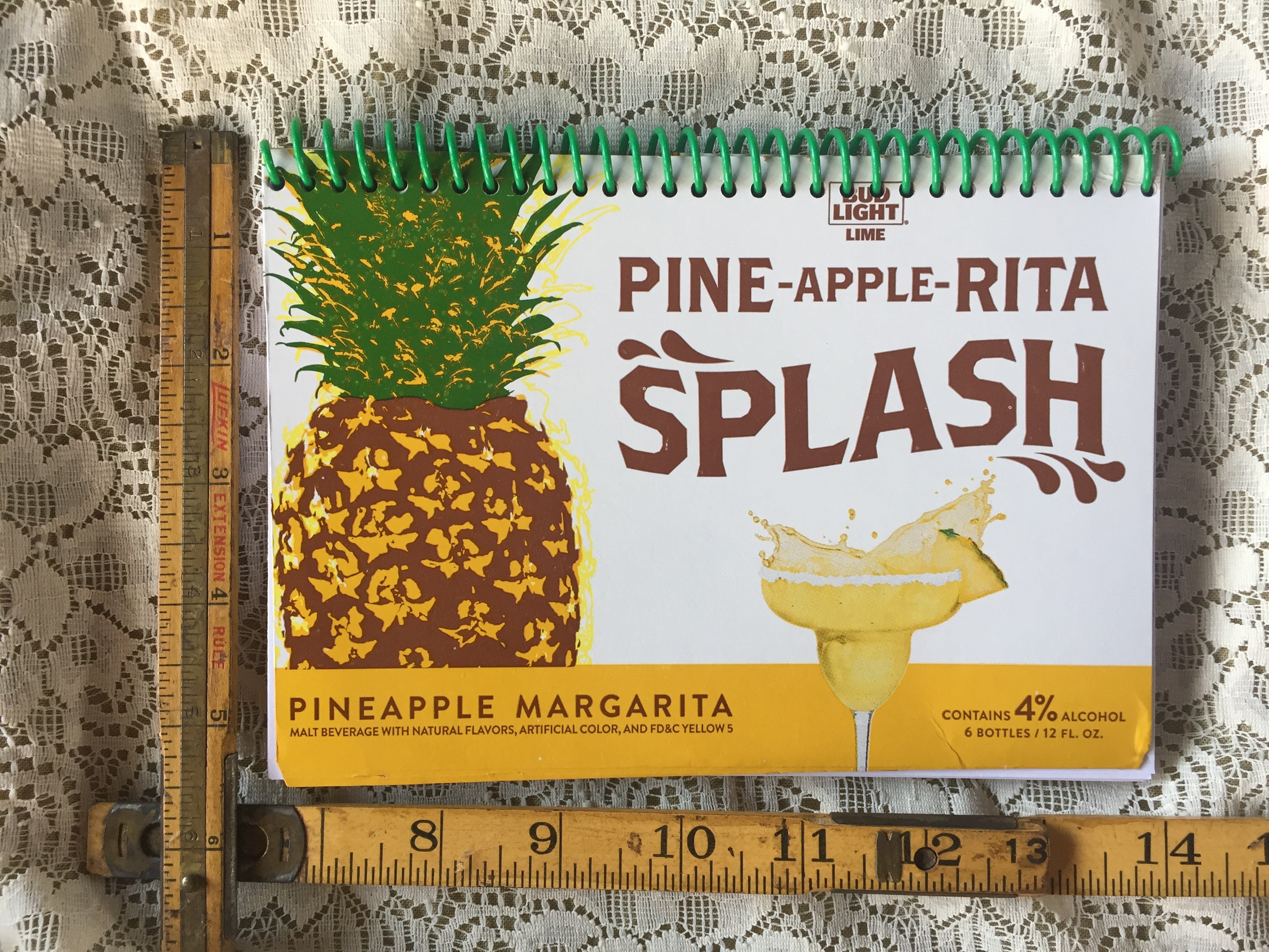 Pine-Apple-Rita Splash Recycled Beer Carton Notebook