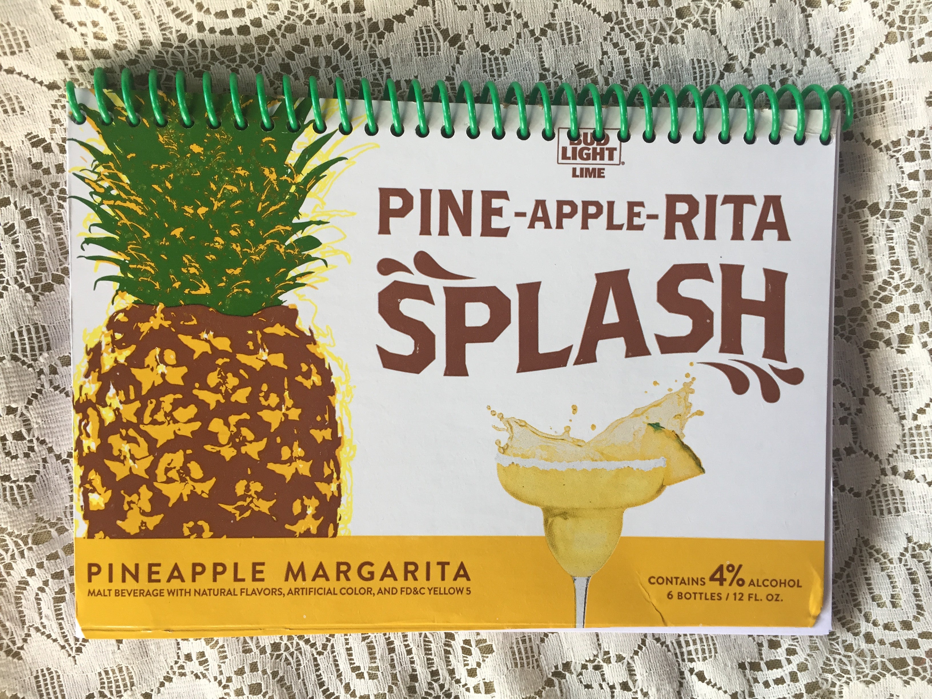 Pine-Apple-Rita Splash Recycled Beer Carton Notebook