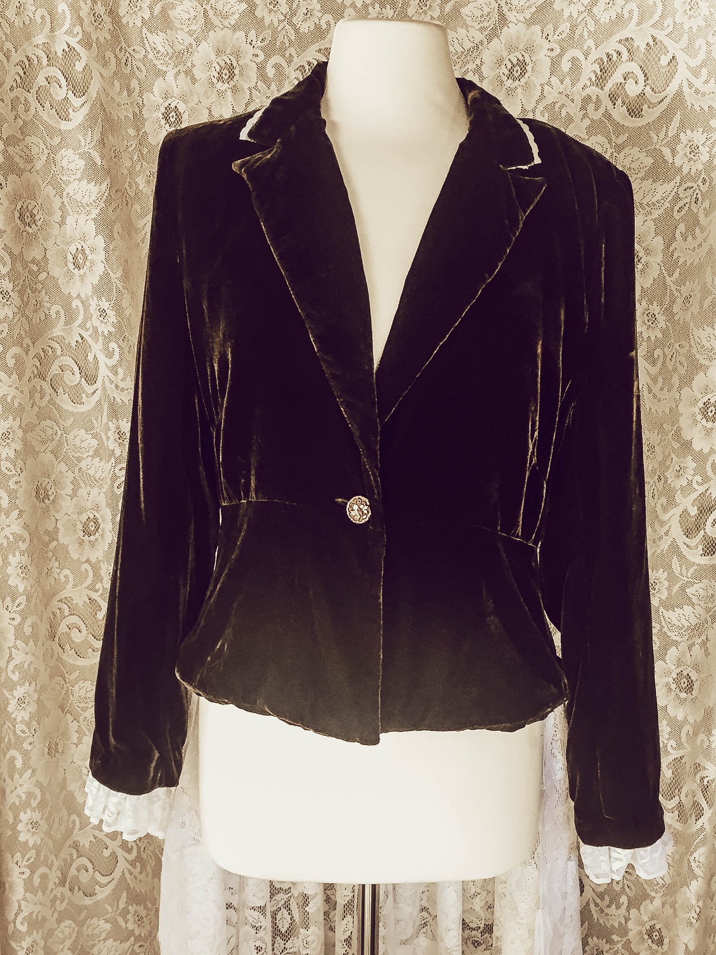 Crushed Velvet Upcycled Victorian Jacket -LARGE