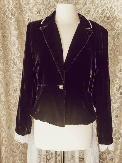Crushed Velvet Upcycled Victorian Jacket -LARGE