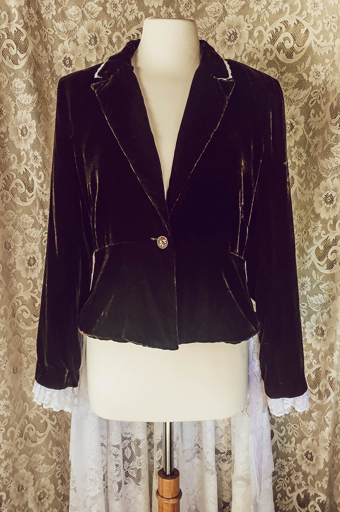 Crushed Velvet Upcycled Victorian Jacket -LARGE
