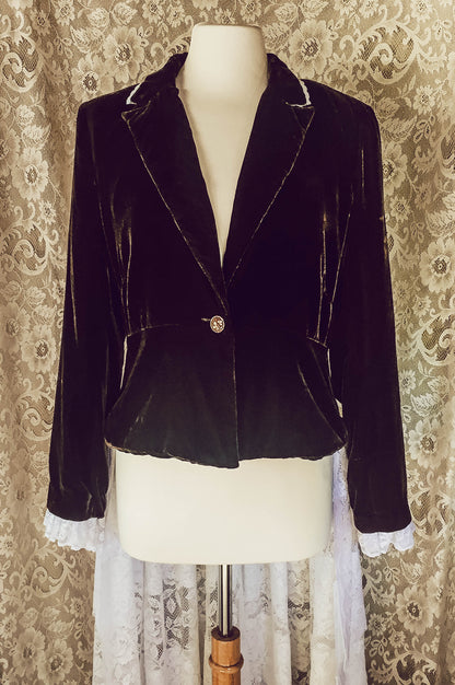 Crushed Velvet Upcycled Victorian Jacket -LARGE