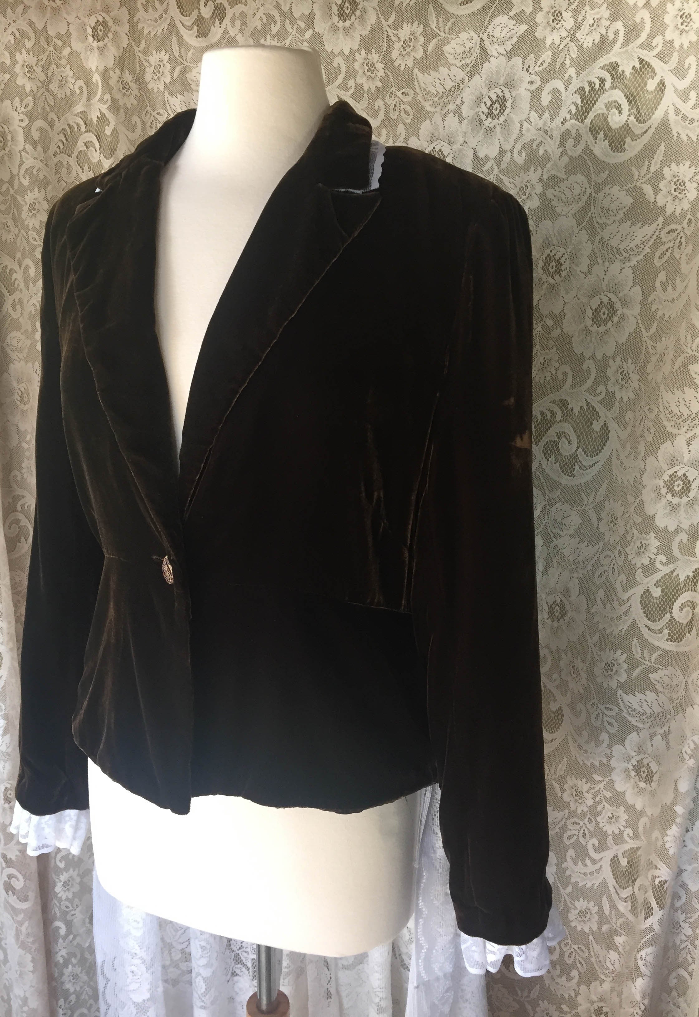 Crushed Velvet Upcycled Victorian Jacket -LARGE