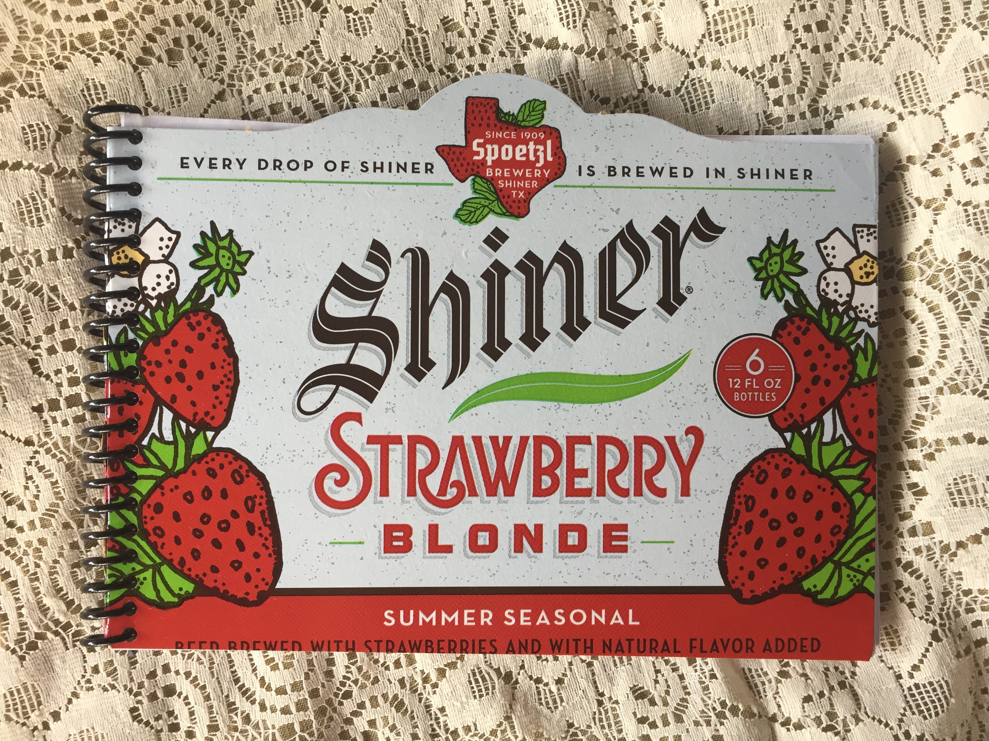 Shiner Strawberry Blonde Recycled Beer Carton Notebook