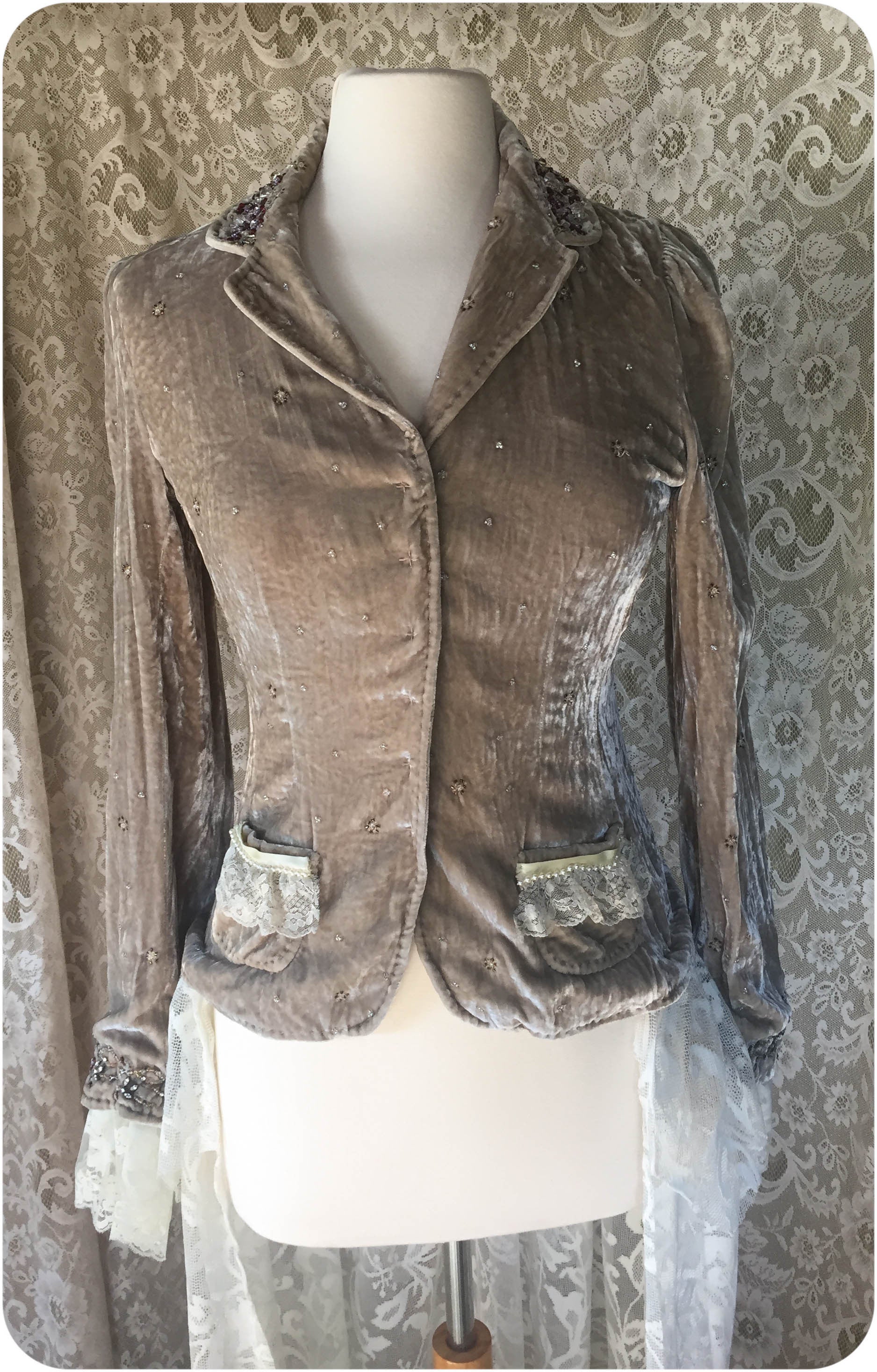 Victorian Queen - Crushed Velvet Recycled/Upcycled Jacket -SMALL