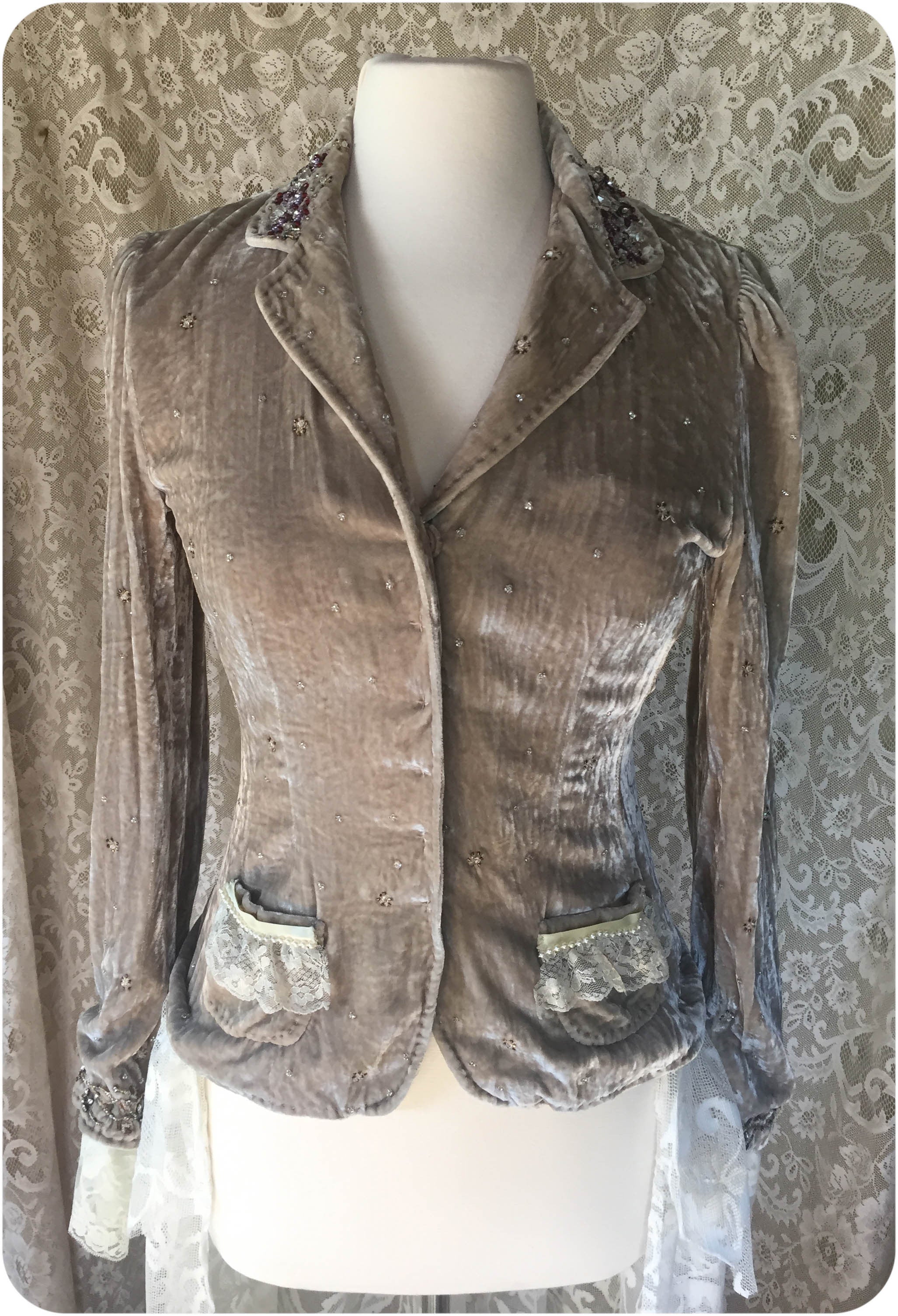 Victorian Queen - Crushed Velvet Recycled/Upcycled Jacket -SMALL
